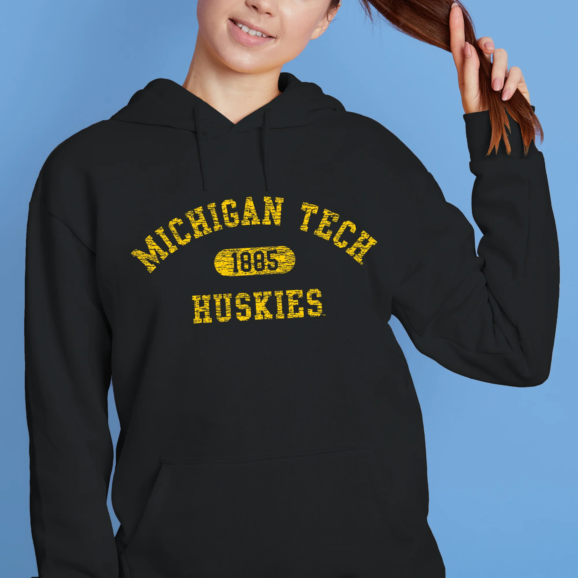 Michigan Tech Athletic Arch Hoodie - Black - Image 3