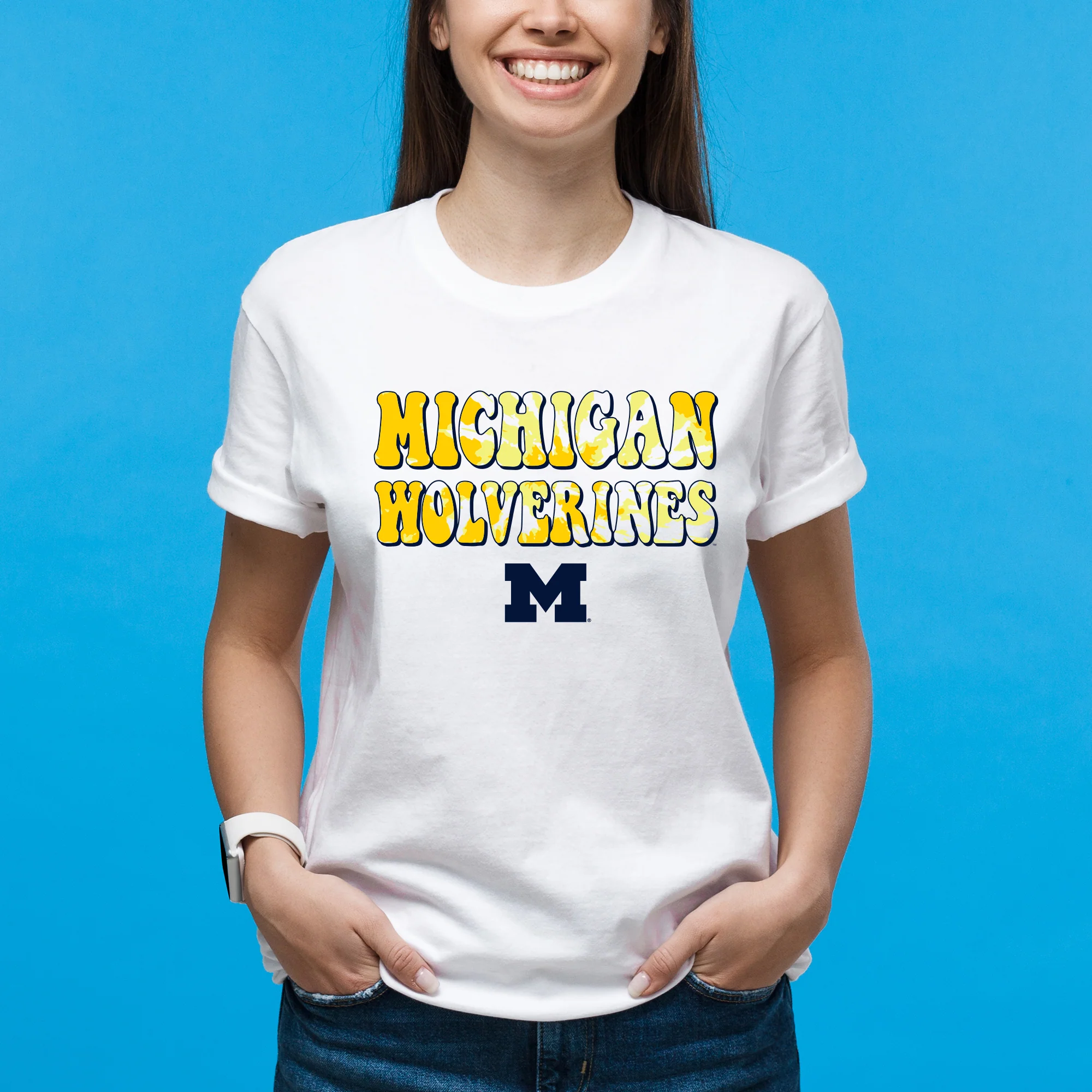 Michigan Tie Dye Type T-Shirt - White - Image 5
