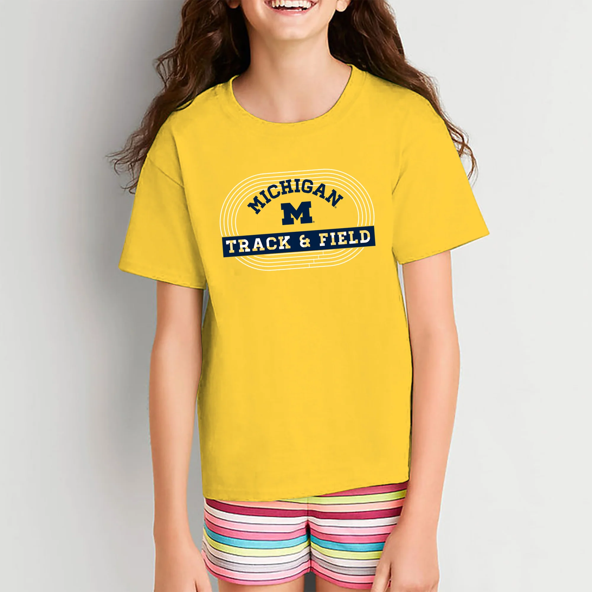 Michigan Track & Field Emblem Youth T-Shirt - Daisy - Image 4