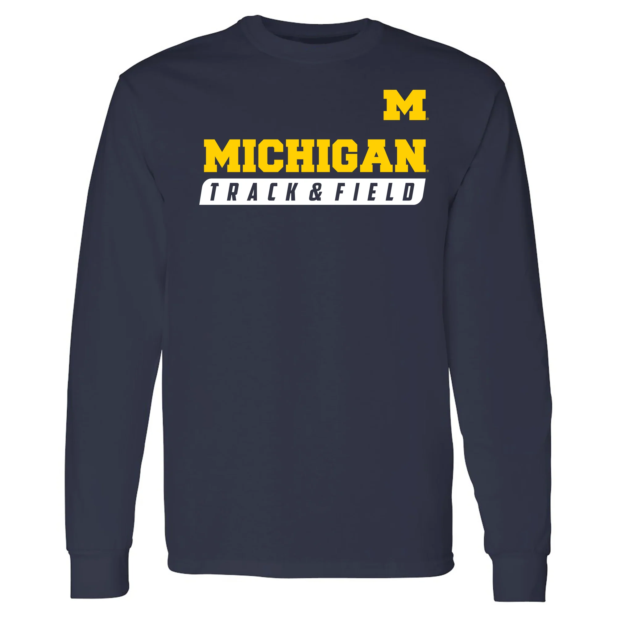 Michigan Track & Field Slant Long Sleeve T-Shirt - Navy