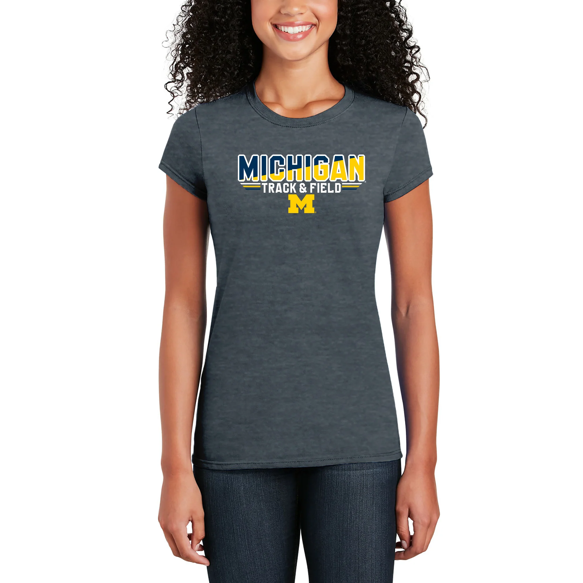 Michigan Track & Field Top Flight Women's T-Shirt - Dark Heather - Image 3