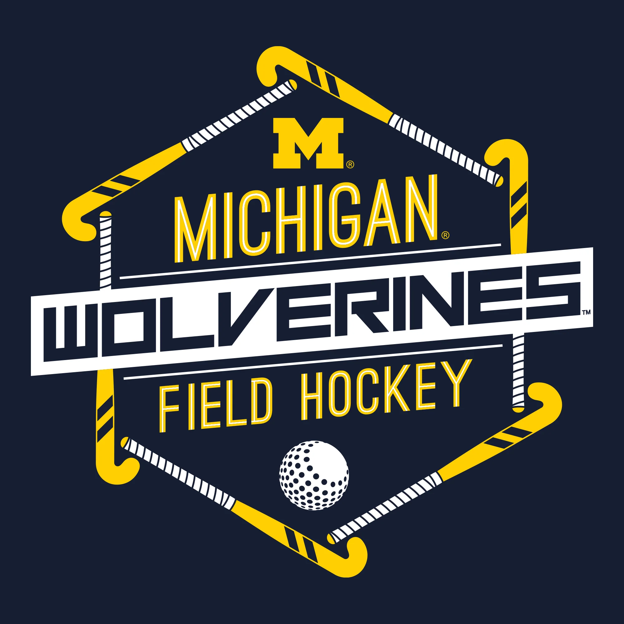 Michigan Wolverines Field Hockey Hex T-Shirt - Navy - Image 2