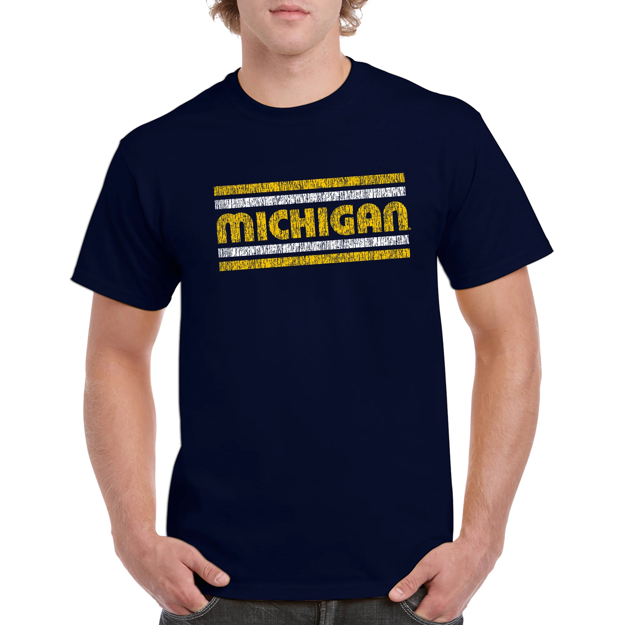 Michigan Wolverines Retro Underline T-Shirt - Navy - Image 3