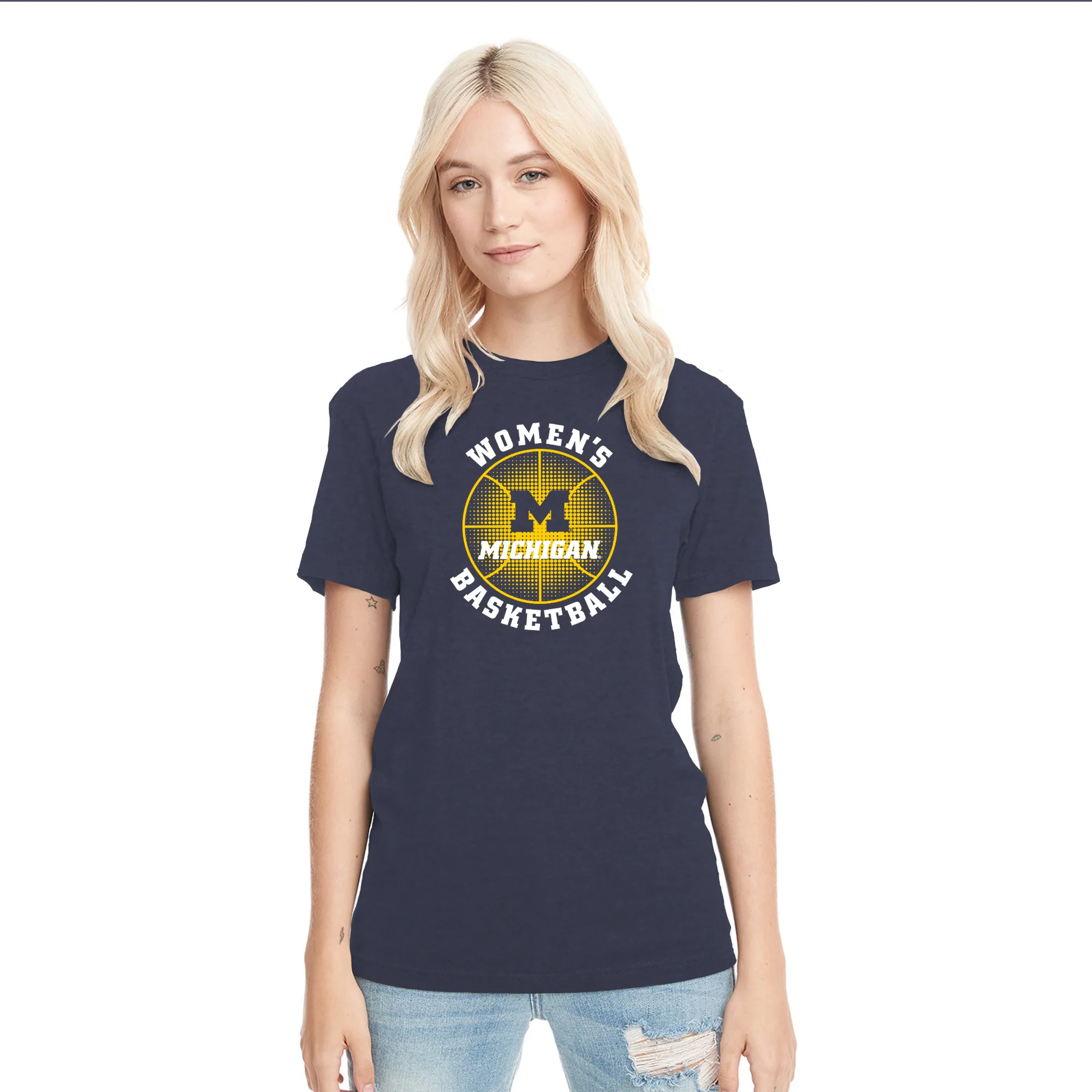 Michigan Wolverines Women's Basketball Phase NLA Triblend T-Shirt - Vintage Navy - Image 3