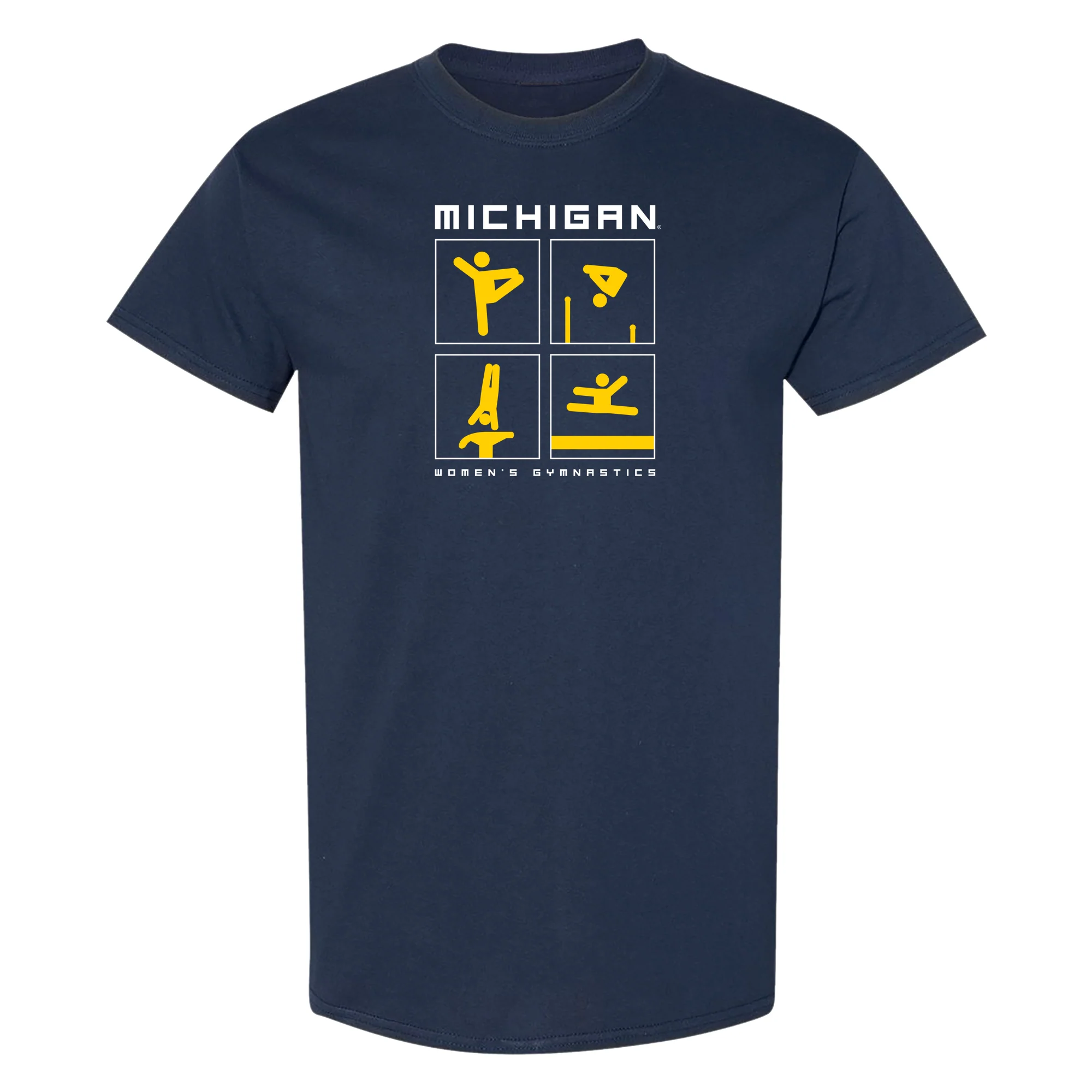 Michigan Women's Gymnastics Action Squares T-Shirt - Navy