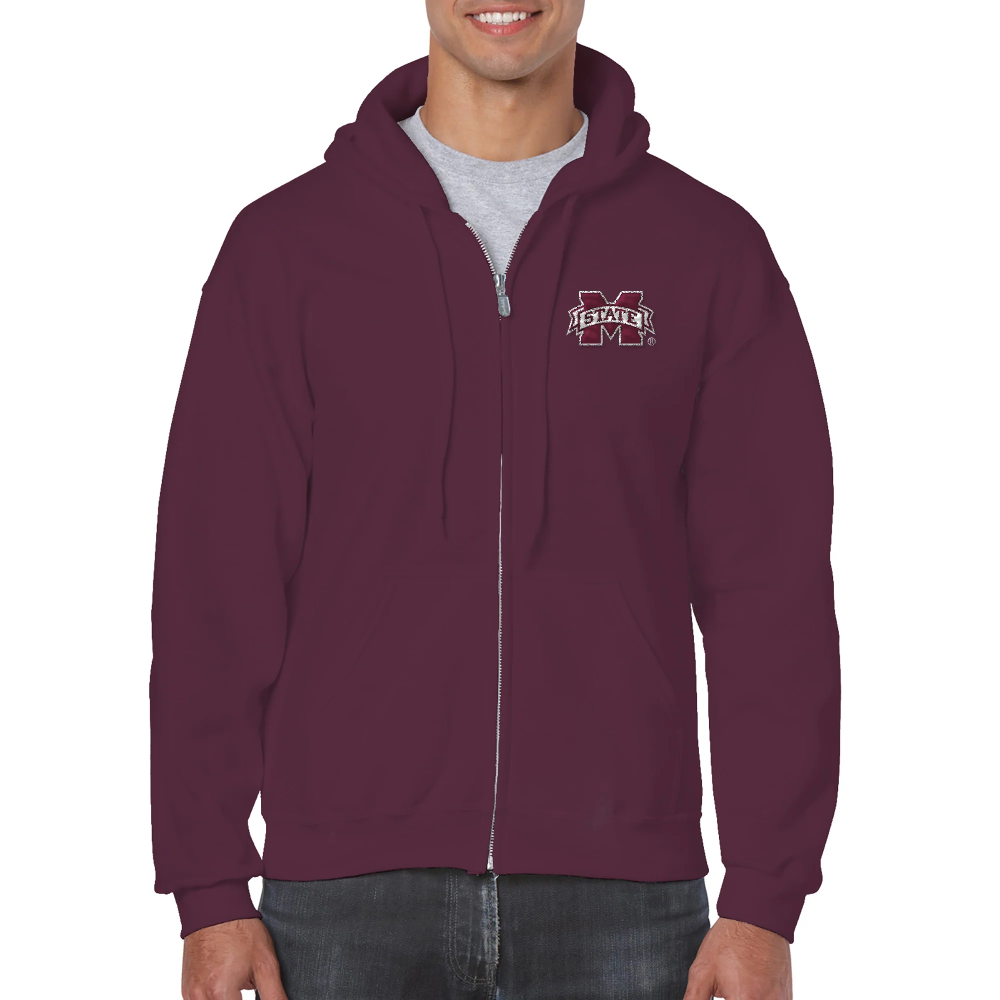 Mississippi State Bulldogs Primary Logo LC EMB Zip Hoodie - Maroon - Image 3