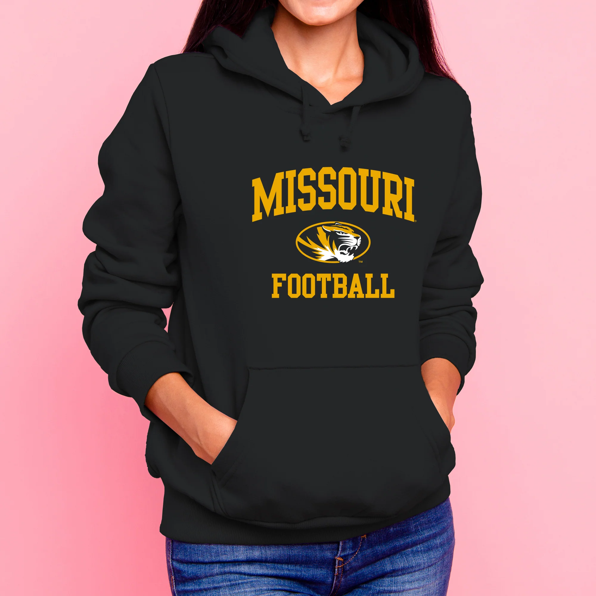 Missouri Tigers Arch Logo Football Hoodie - Black - Image 4