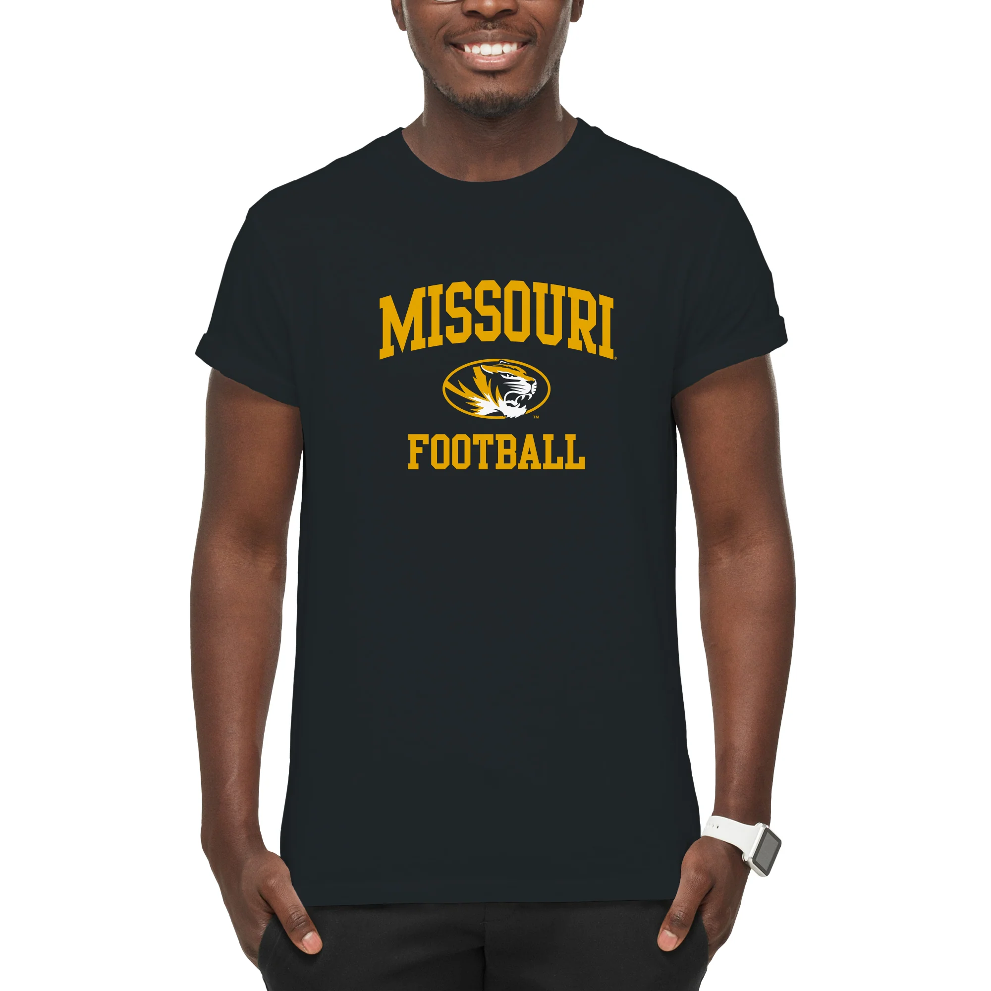 Missouri Tigers Arch Logo Football T-Shirt - Black - Image 3