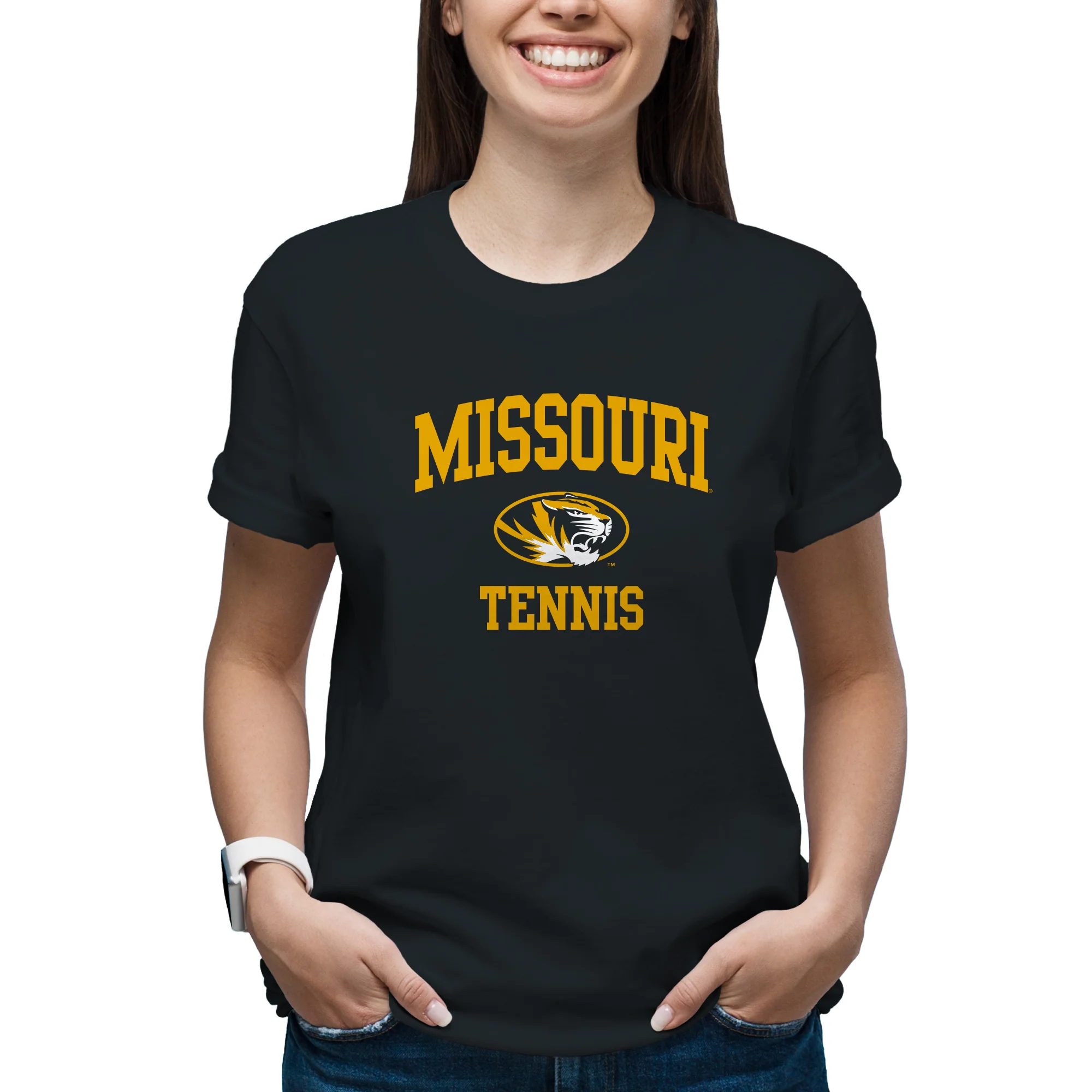 Missouri Tigers Arch Logo Tennis T-Shirt - Black - Image 4
