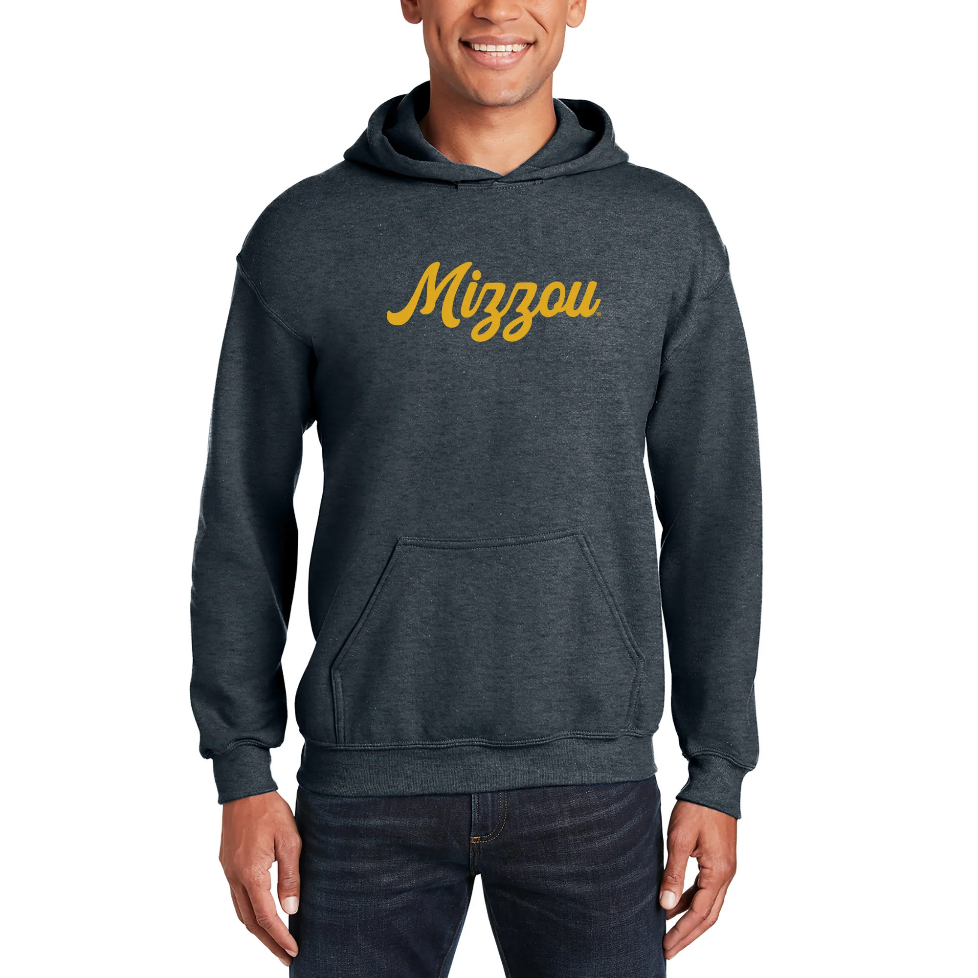 Missouri Tigers Script Logo Hoodie - Dark Heather - Image 3