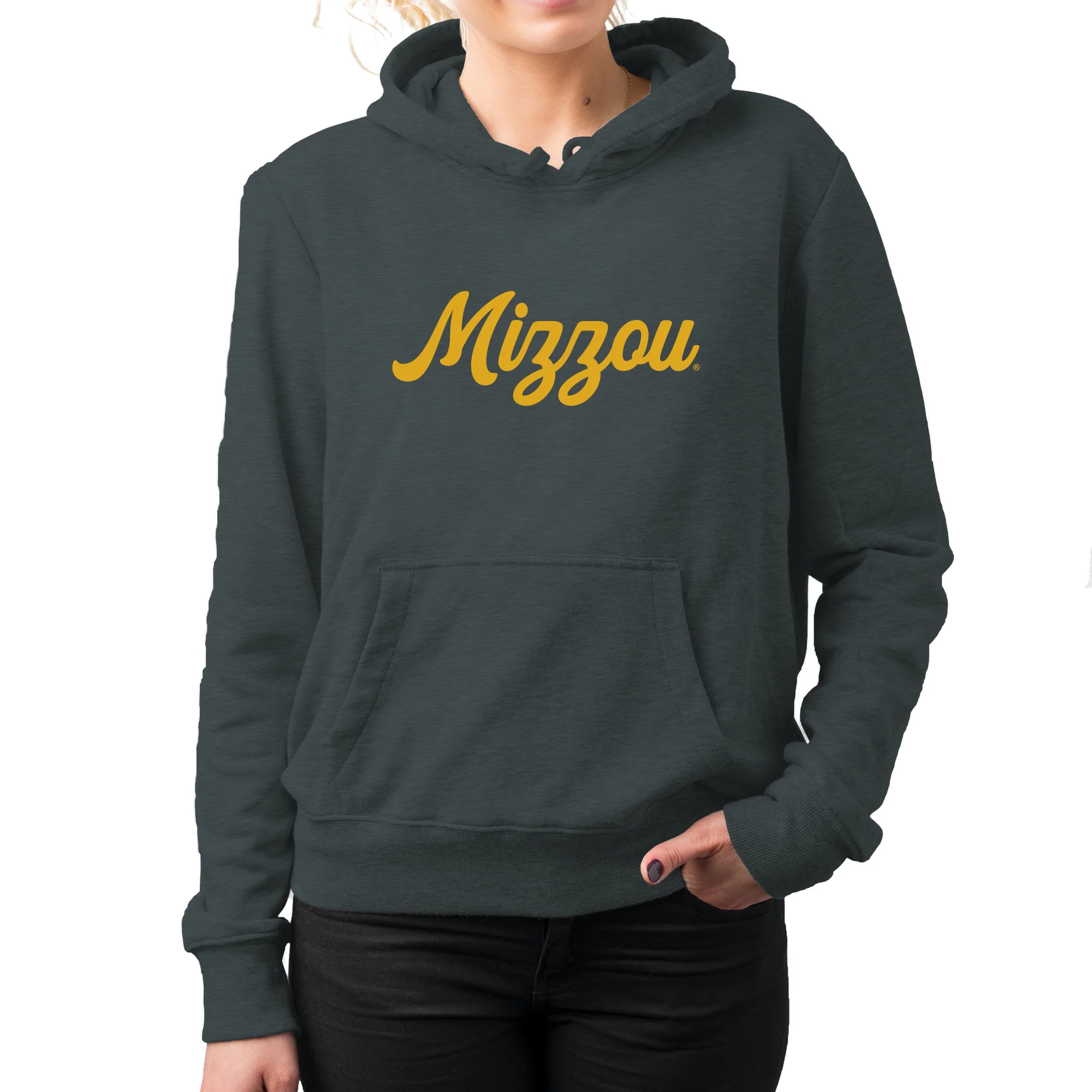 Missouri Tigers Script Logo Hoodie - Dark Heather - Image 4