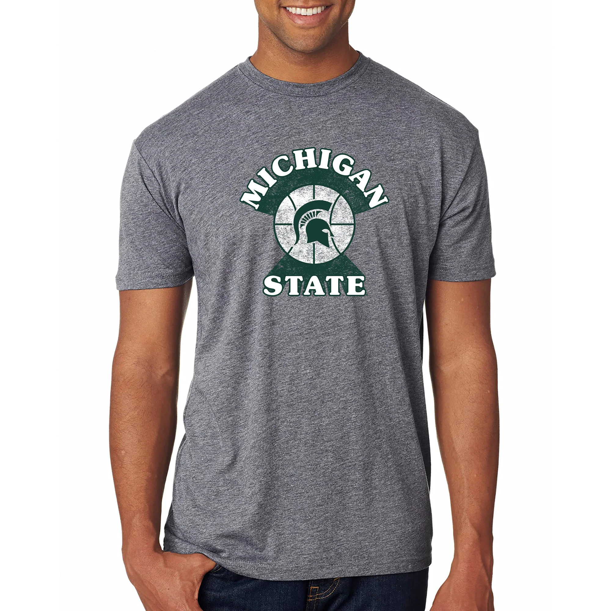 MSU Basketball Shootout NLA Triblend T-Shirt - Premium Heather - Image 3