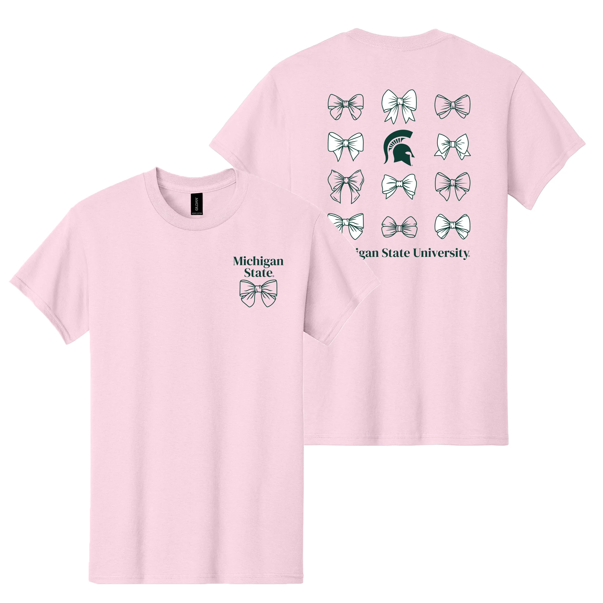 MSU Bow Bliss T-Shirt - Light Pink