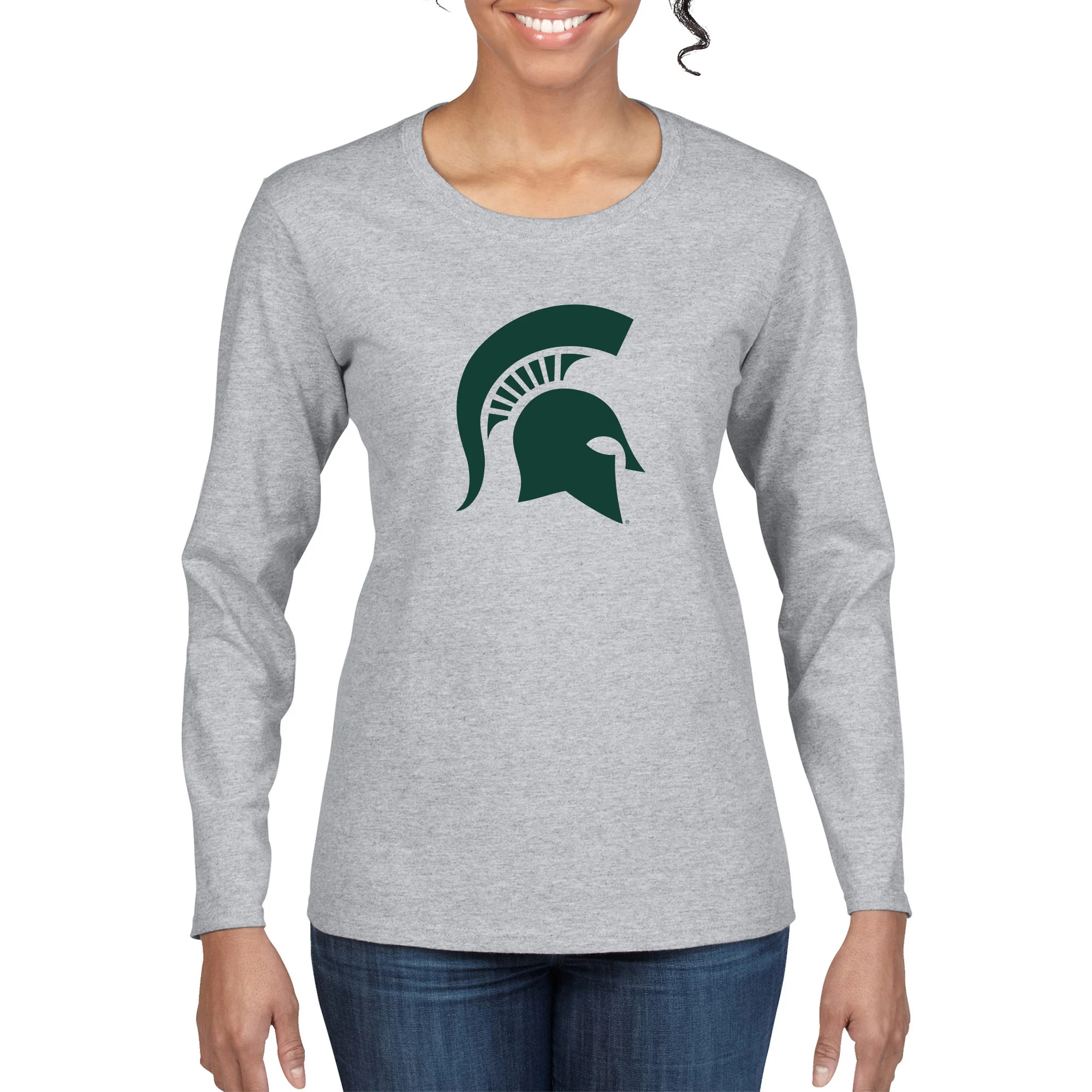 MSU Primary Logo Womens Long Sleeve - Athletic Heather - Image 3