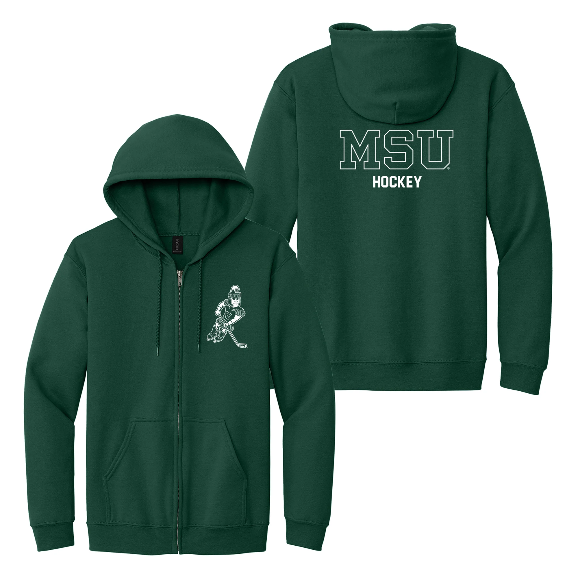 MSU Sparty Hockey Mascot Mark LC Zip Hoodie - Forest
