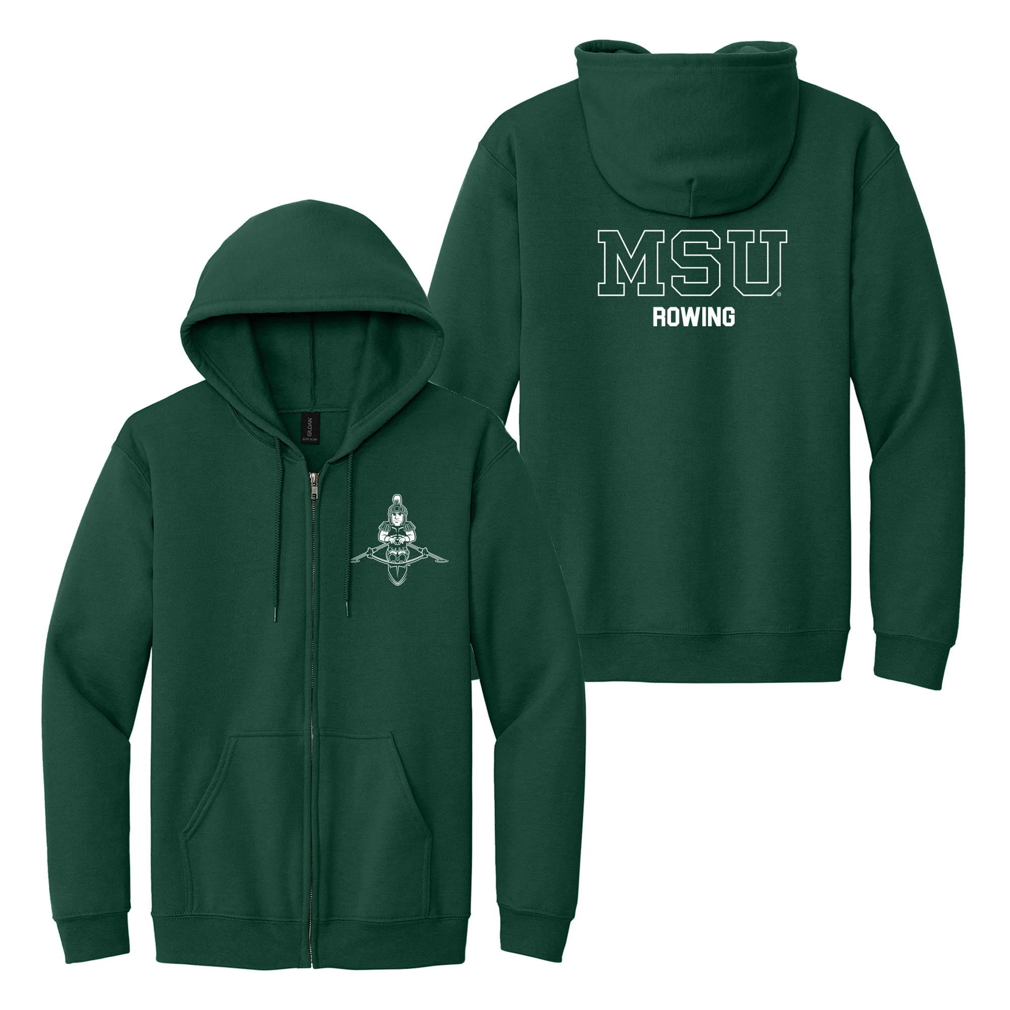 MSU Sparty Rowing Mascot Mark LC Zip Hoodie - Forest