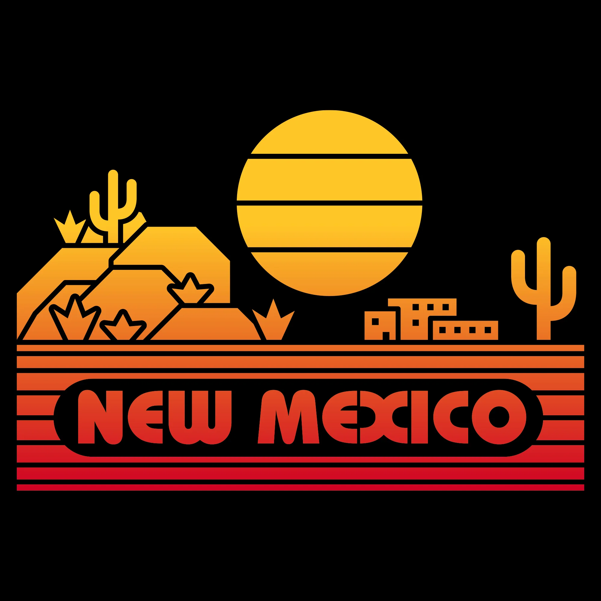 New Mexico Groovy Sunset T-Shirt - Black - Image 2