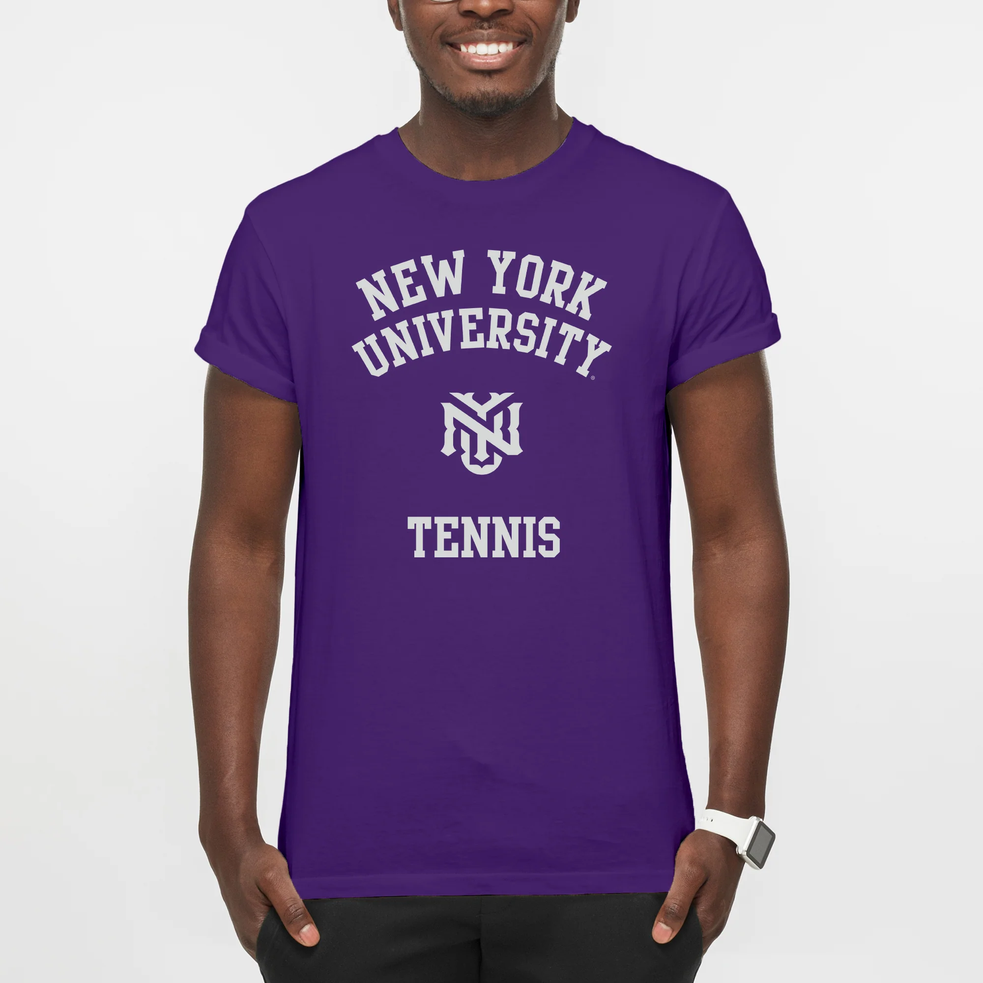 New York University Violets Arch Logo Tennis T-Shirt - Purple - Image 3