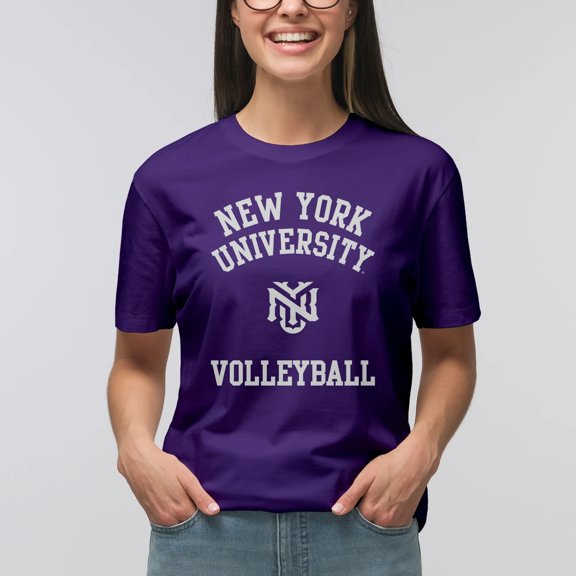 New York University Violets Arch Logo Volleyball T-Shirt - Purple - Image 4