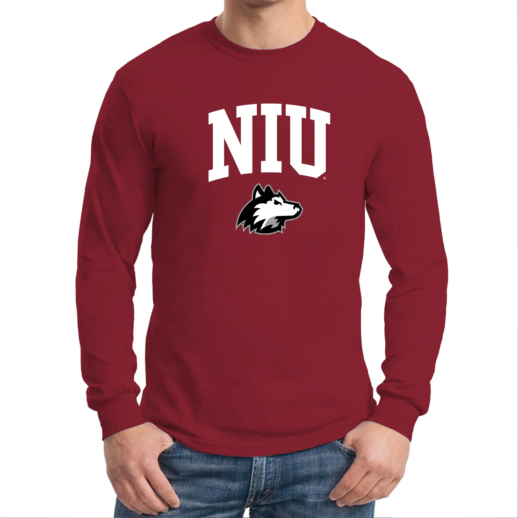 Northern Illinois Arch Logo Long Sleeve - Cardinal - Image 3