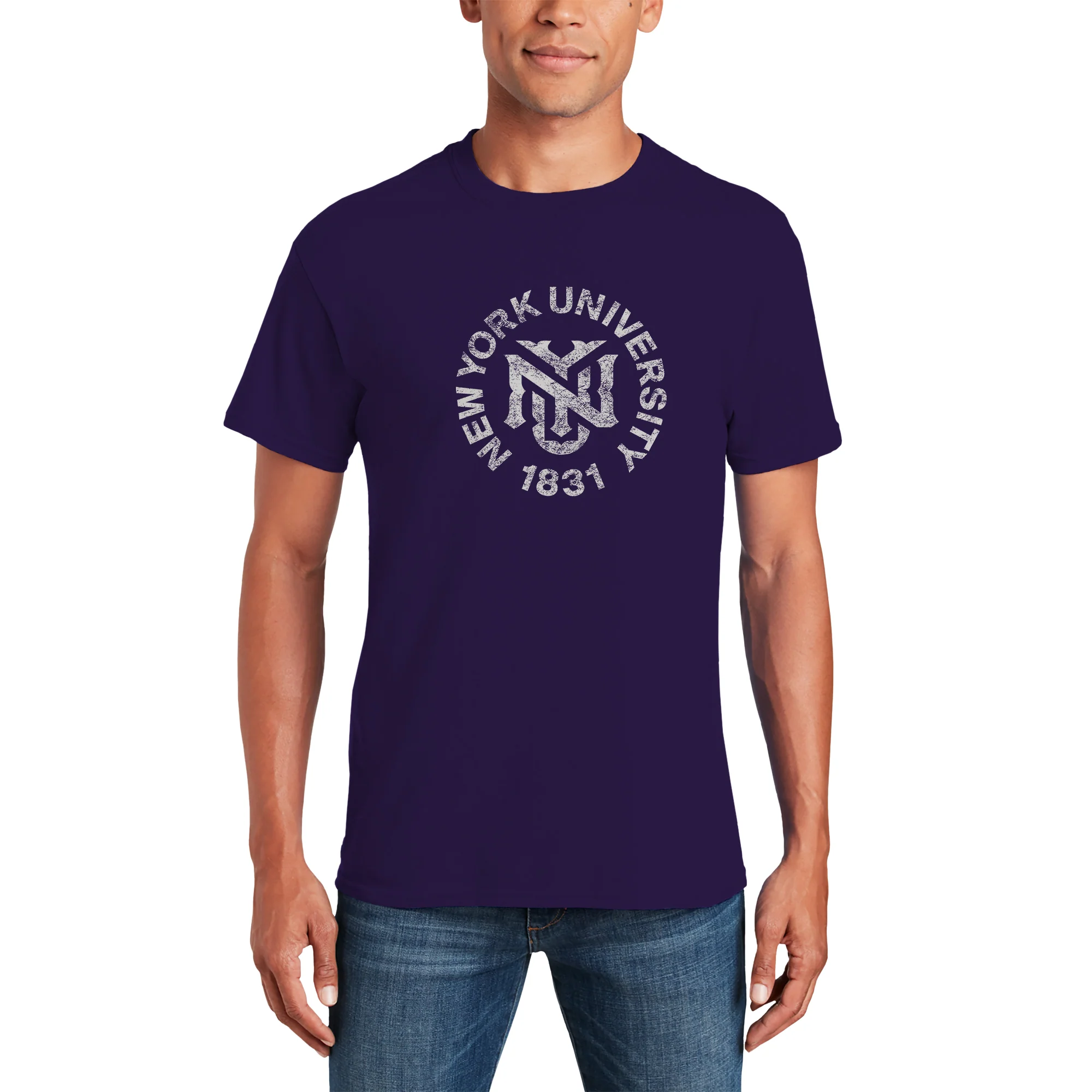 NYU Violets Distressed Circle Logo T-Shirt - Purple - Image 3