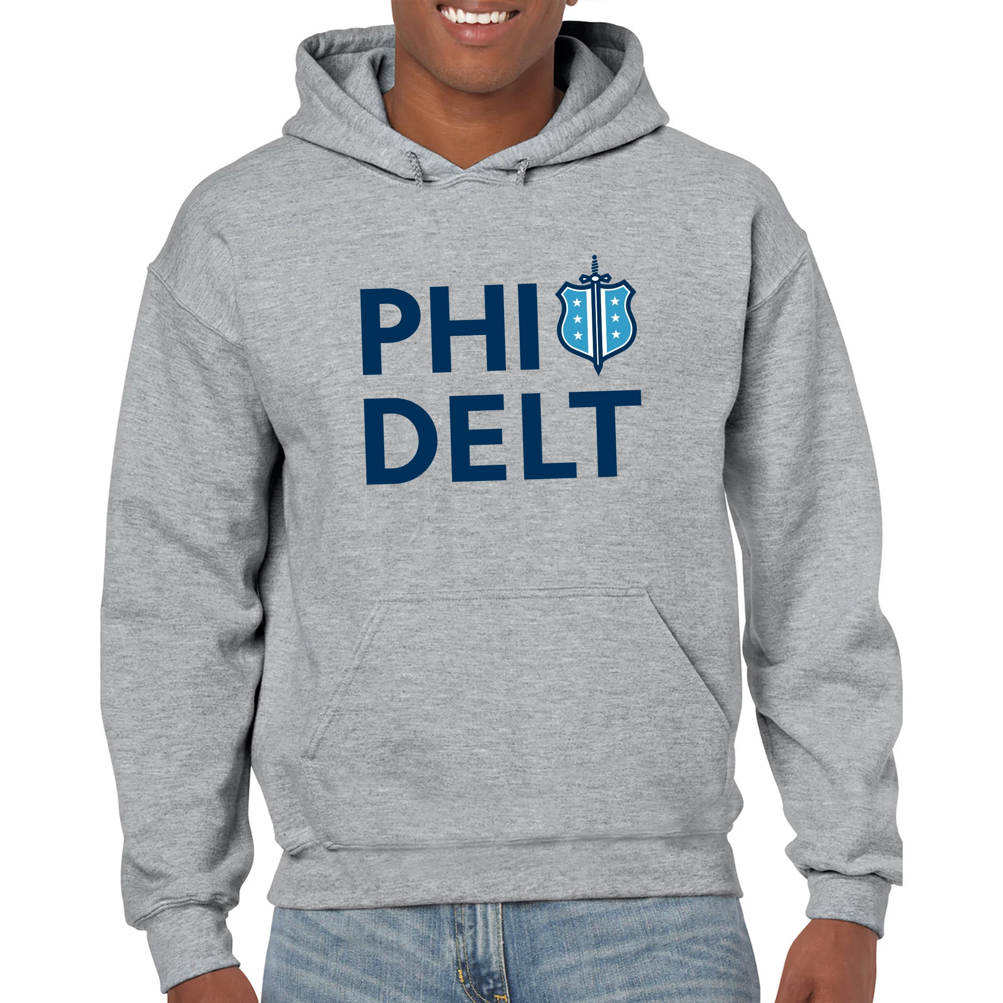 Phi Delta Theta Greek Primary Logo Hoodie - Sport Grey - Image 3