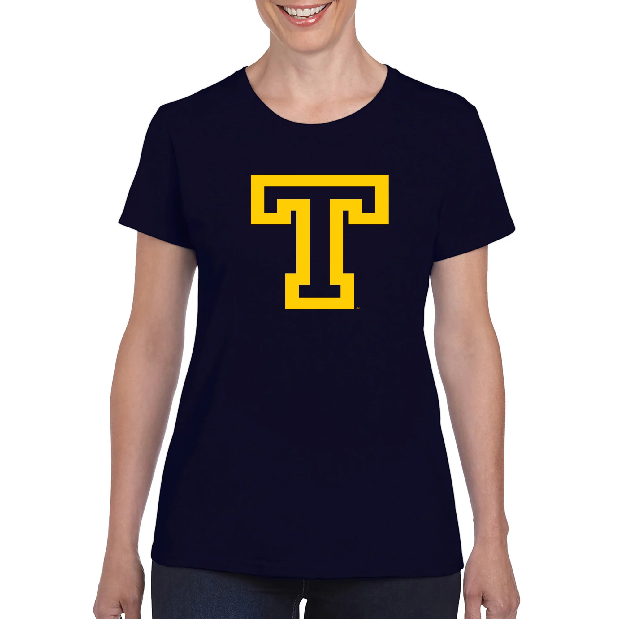 Trinity College Bantams Primary Logo Basic Cotton Womens Short Sleeve T Shirt - Navy - Image 3