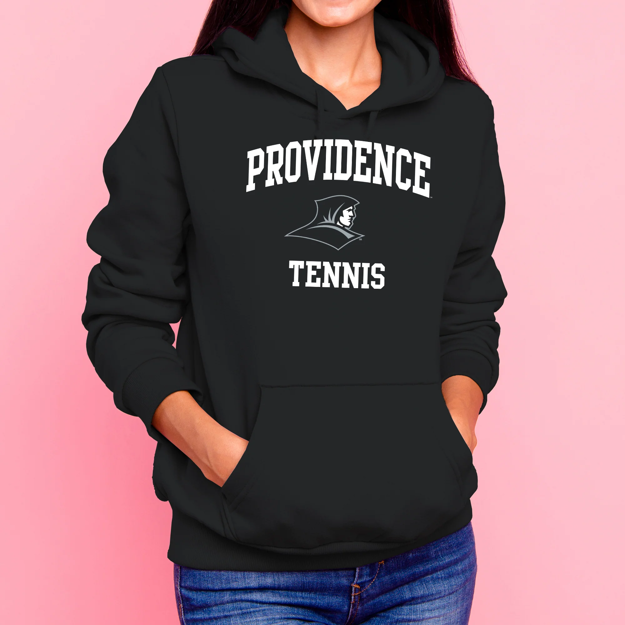 Providence Friars Arch Logo Tennis Hoodie - Black - Image 4