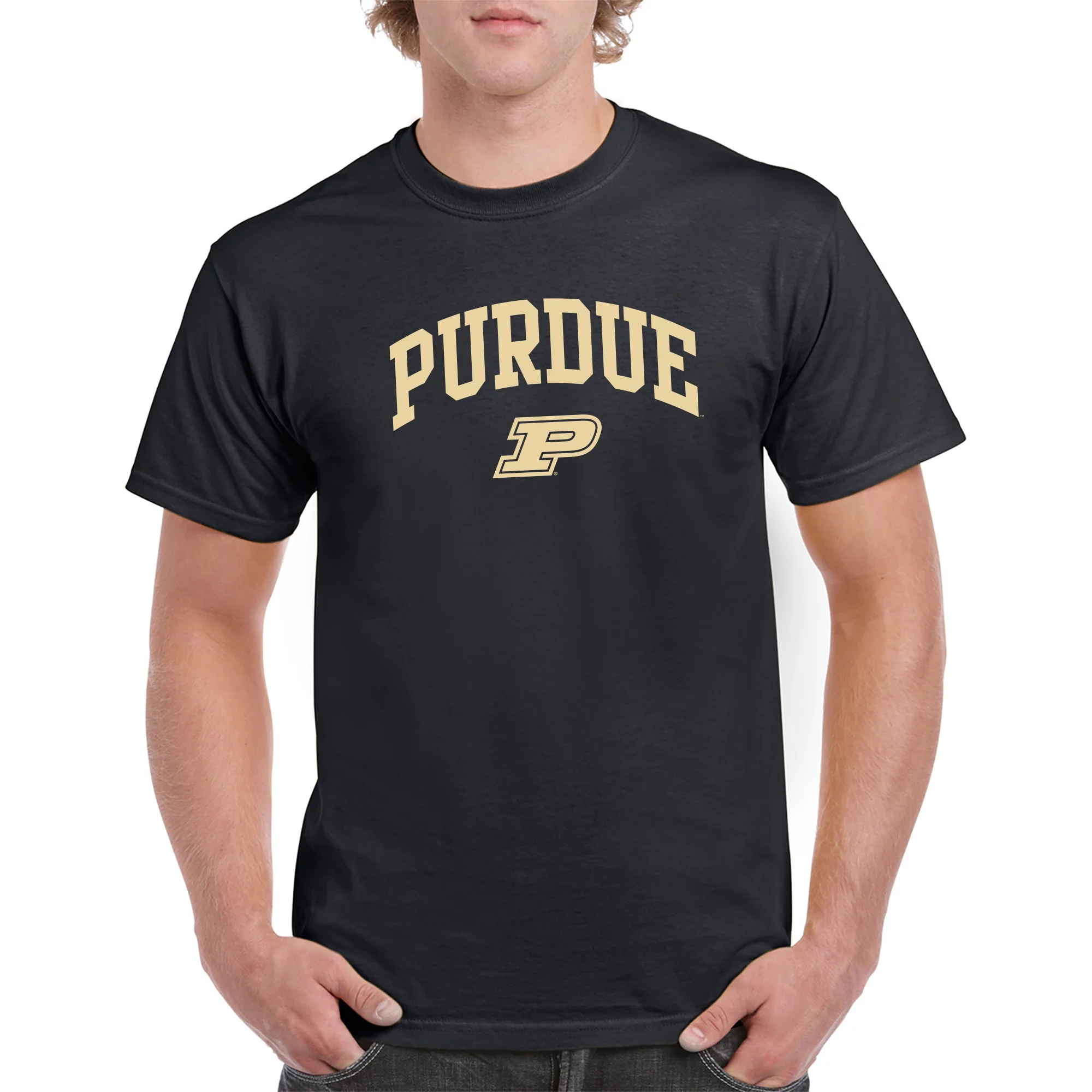 Purdue University Boilermakers Arch Logo Short Sleeve T Shirt - Black - Image 3
