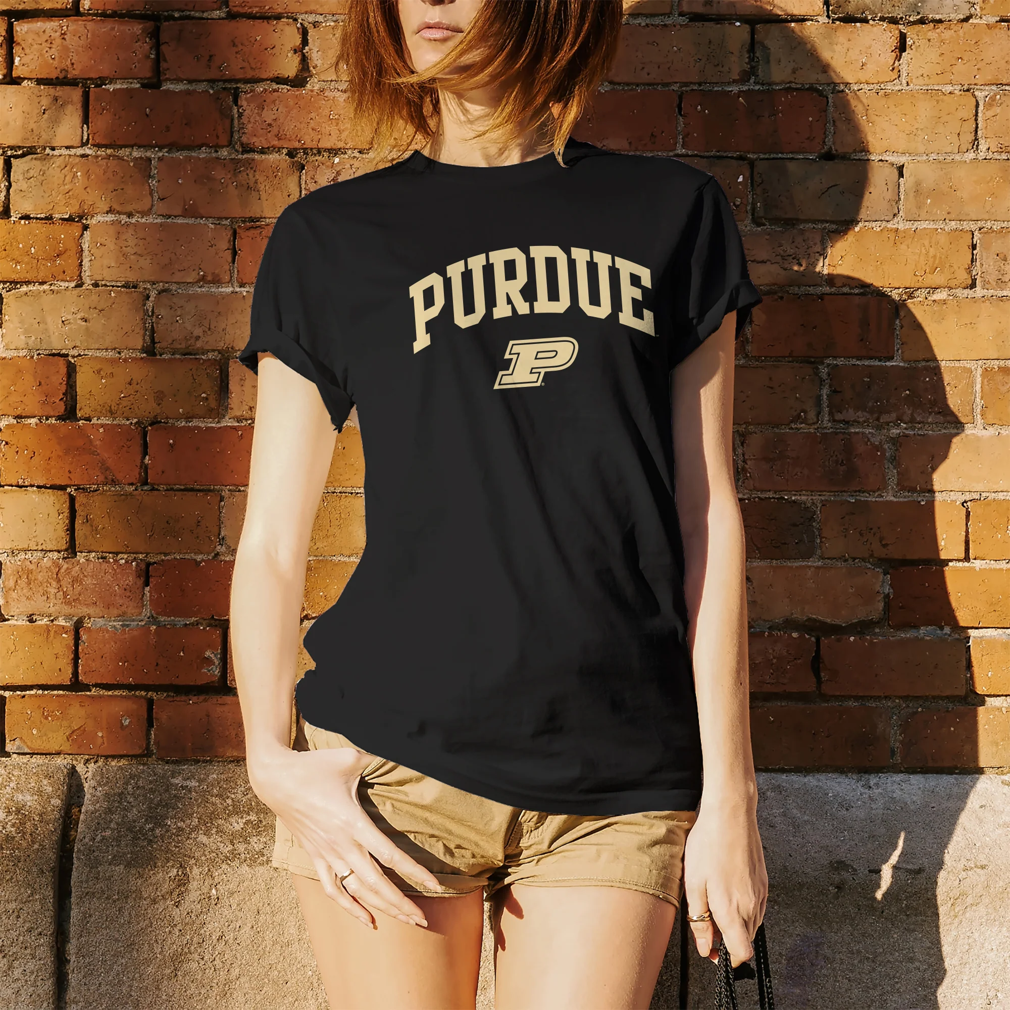 Purdue University Boilermakers Arch Logo Short Sleeve T Shirt - Black - Image 4