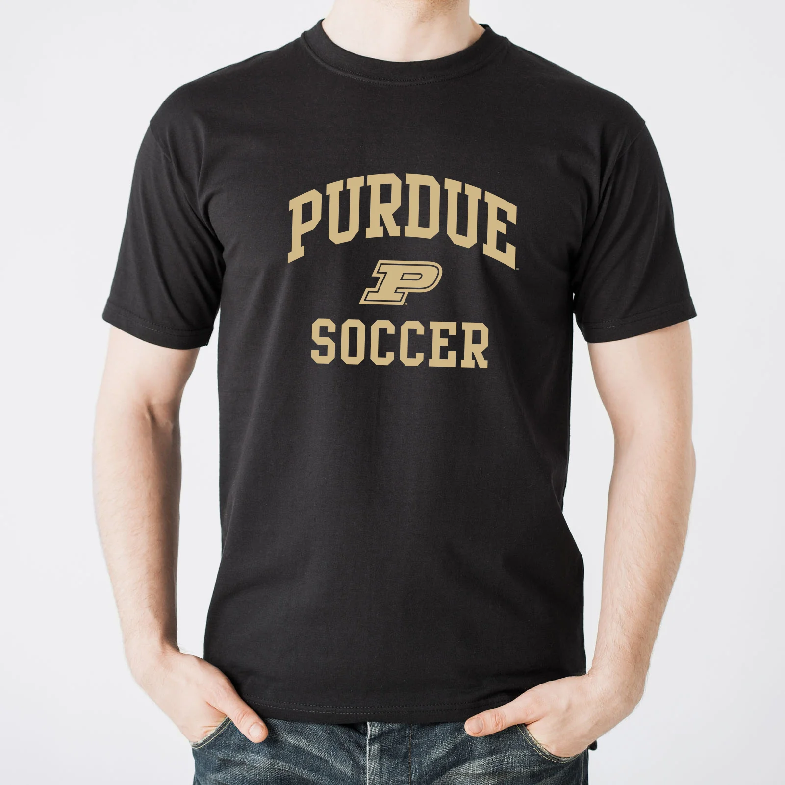 Purdue University Boilermakers Arch Logo Soccer Short Sleeve T Shirt - Black - Image 3