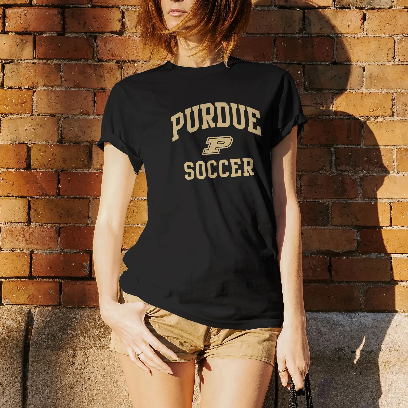 Purdue University Boilermakers Arch Logo Soccer Short Sleeve T Shirt - Black - Image 4