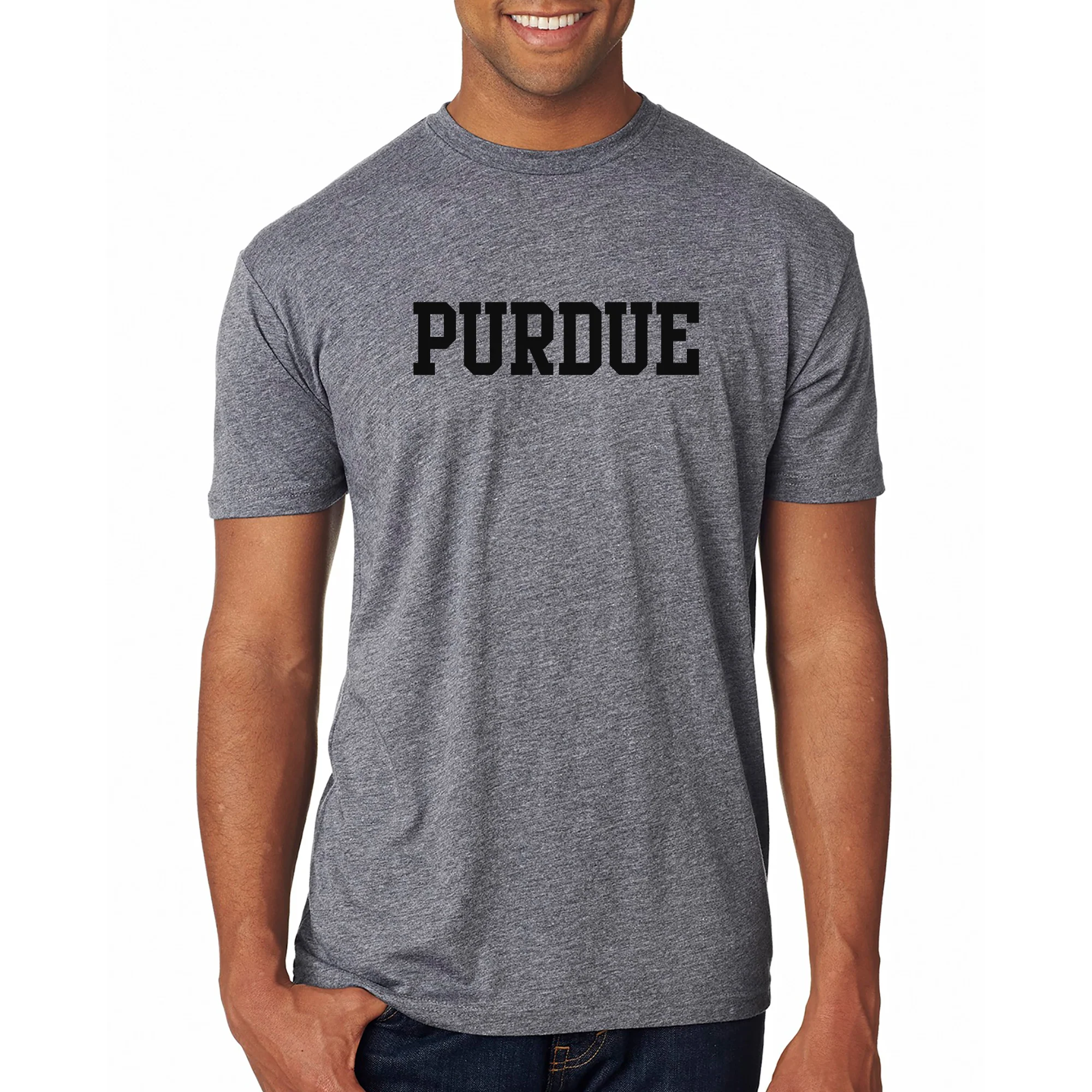 Purdue University Boilermakers Basic Block Short Sleeve T Shirt - Premium Heather - Image 3