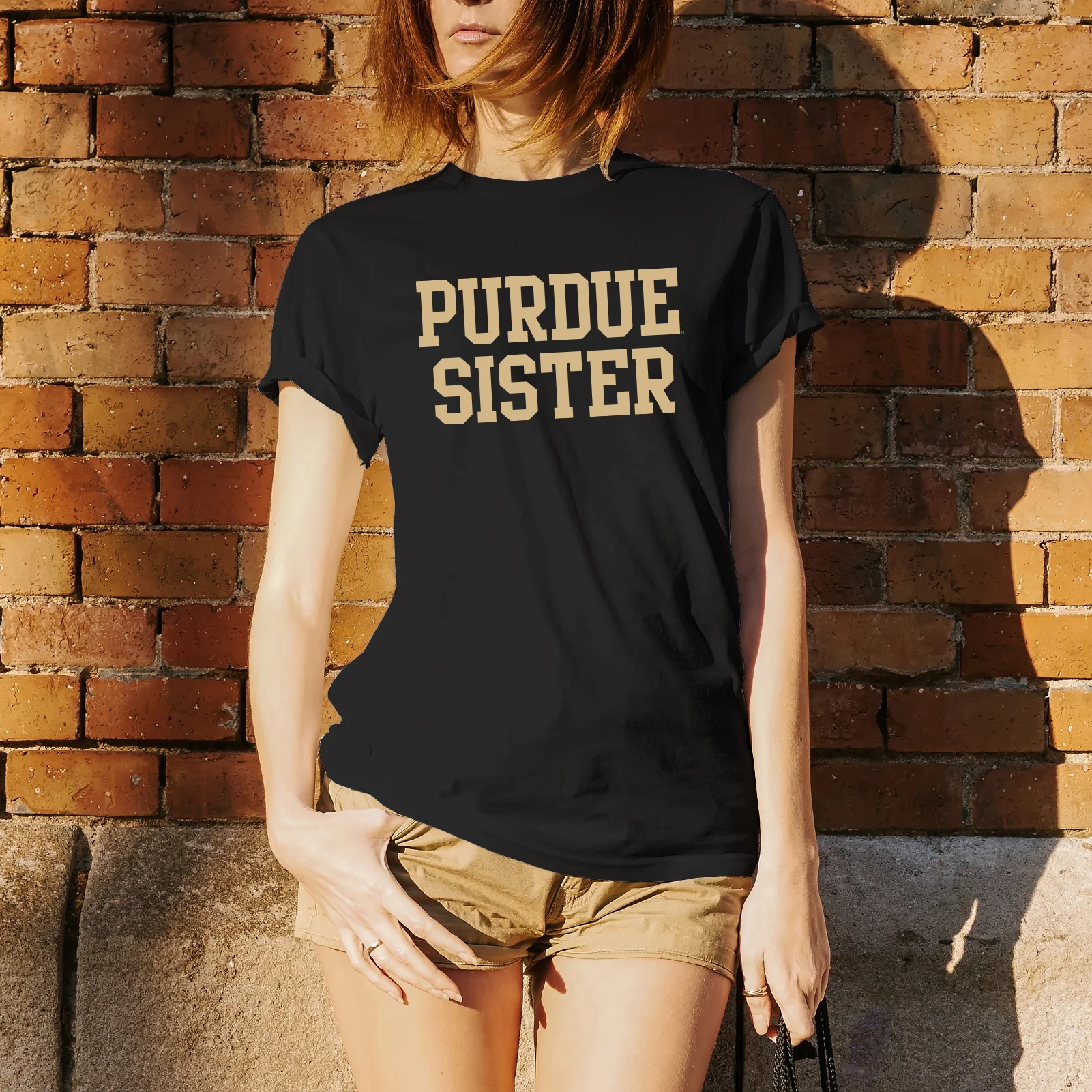 Purdue University Boilermakers Basic Block Sister Short Sleeve T Shirt - Black - Image 3