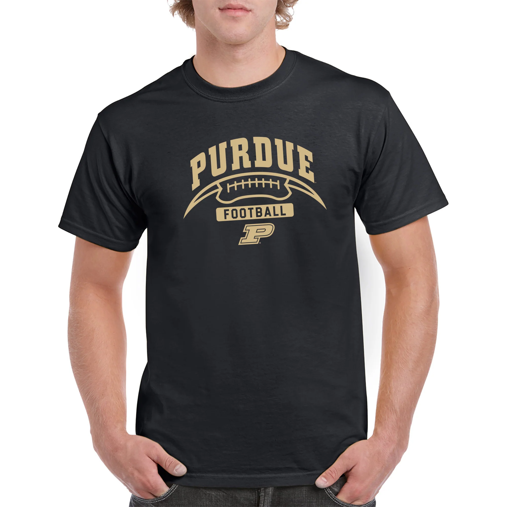 Purdue University Boilermakers Football Crescent Short Sleeve T Shirt - Black - Image 3