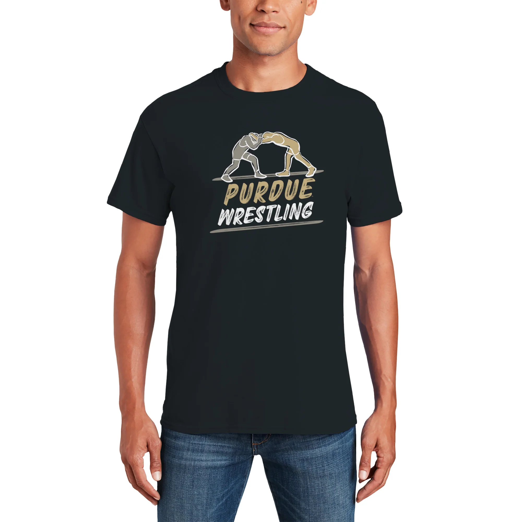Purdue Wrestling Sketch T-Shirt - Black - Image 3