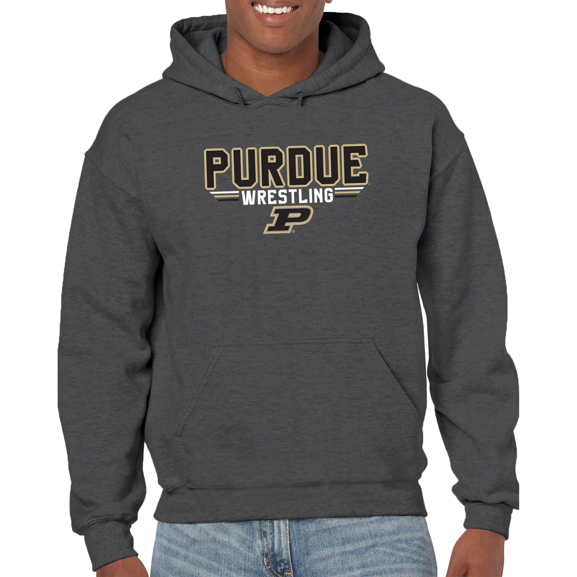 Purdue Wrestling Top Flight Hoodie - Dark Heather - Image 3