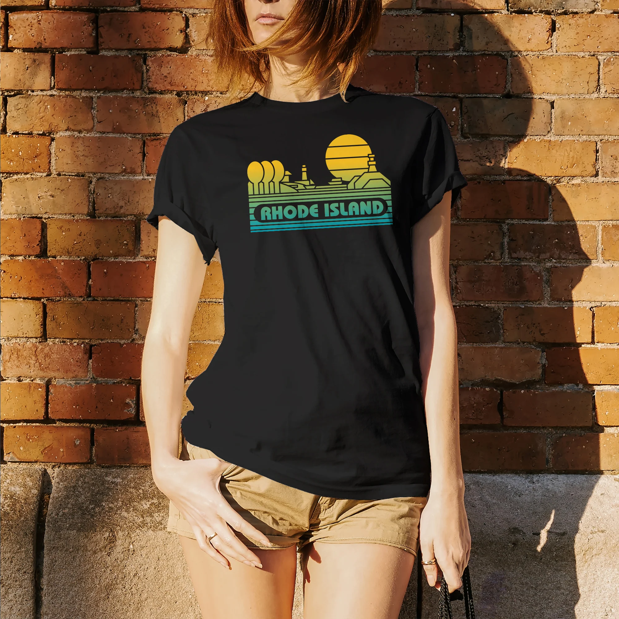 Rhode Island Groovy Sunset T-Shirt - Black - Image 4