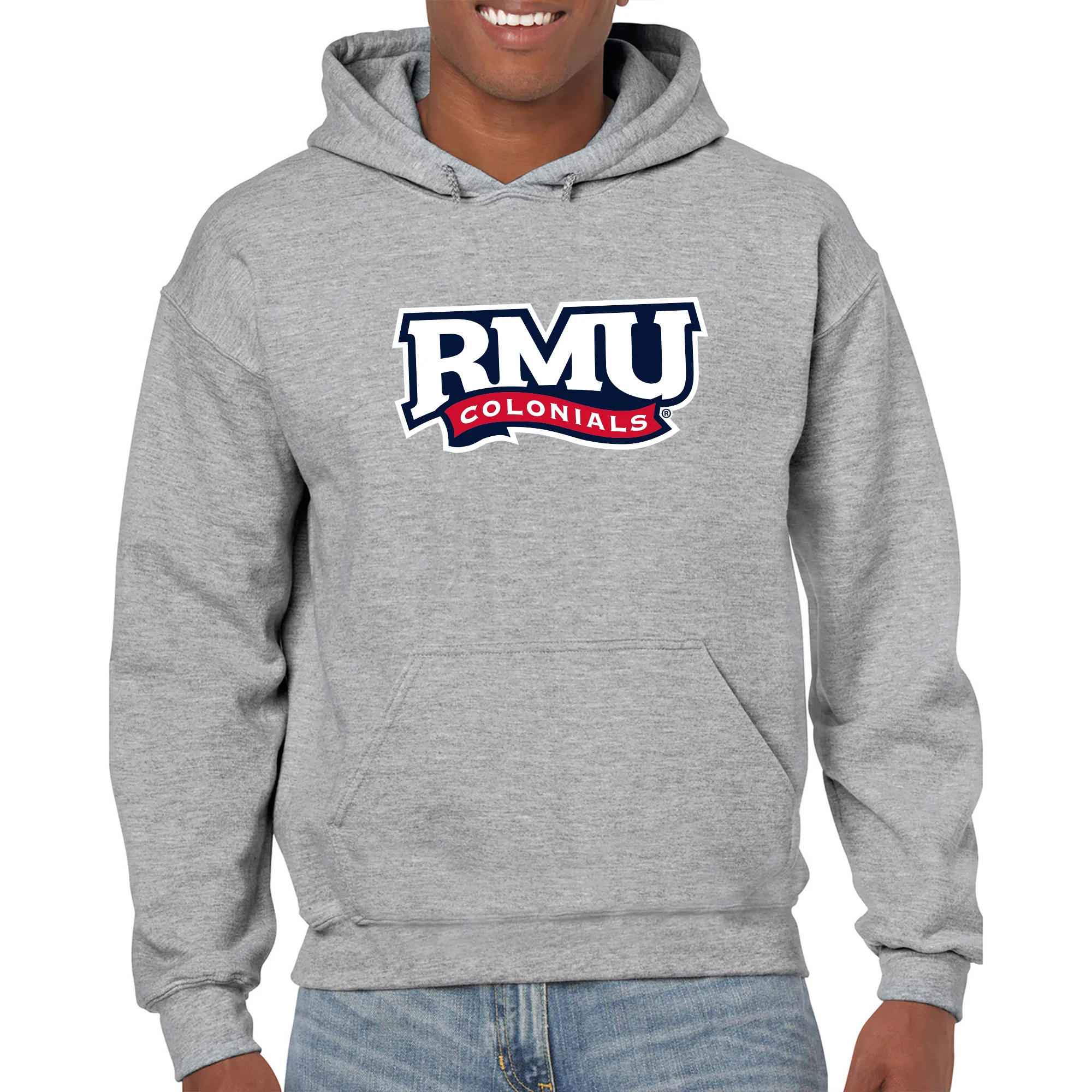 Robert Morris University Colonials Primary Logo Hooded Sweatshirt - Sport Grey - Image 3