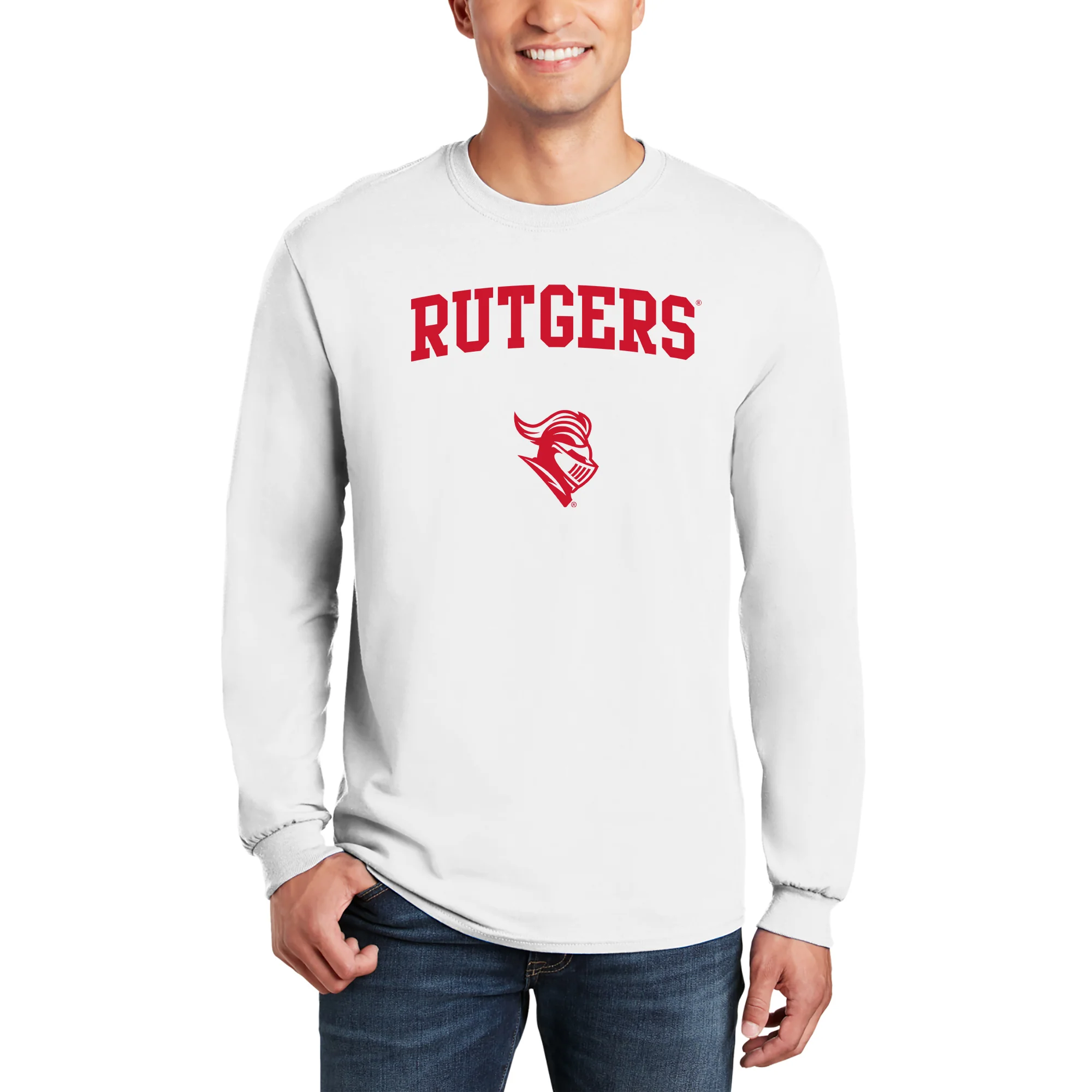 Rutgers University Scarlet Knights Arch Logo Long Sleeve T-Shirt - White - Image 3