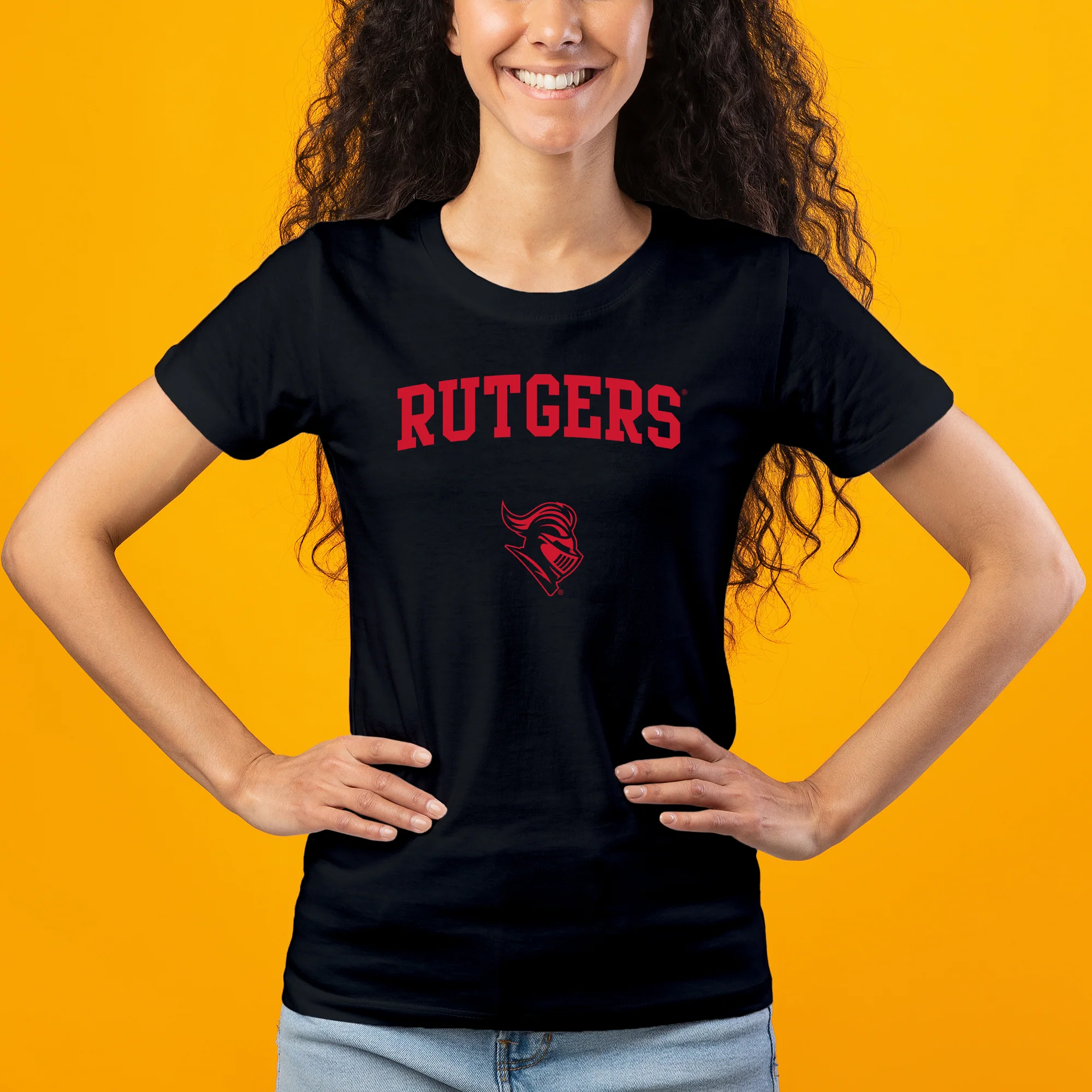 Rutgers University Scarlet Knights Arch Logo Women's T-Shirt - Black - Image 3