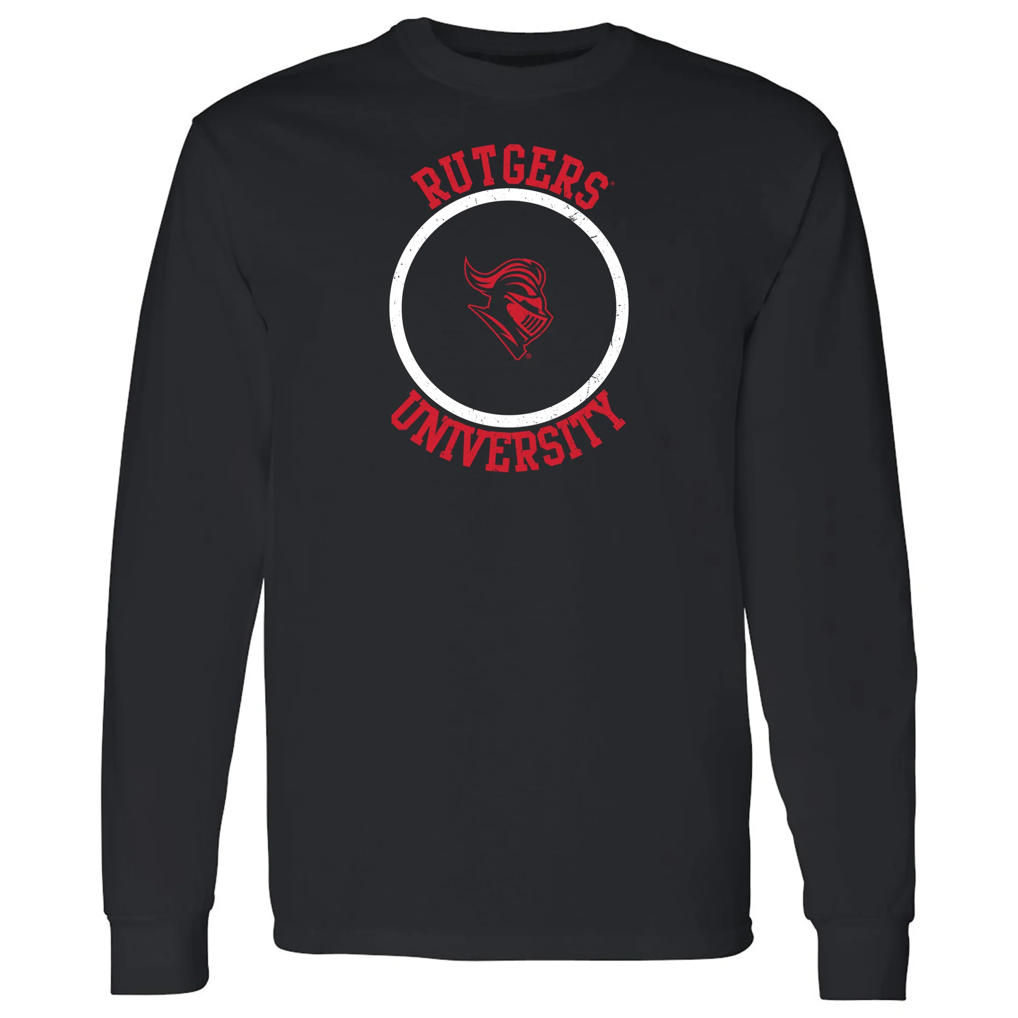 Rutgers University Scarlet Knights Distressed Circle Logo Long Sleeve T-Shirt - Black
