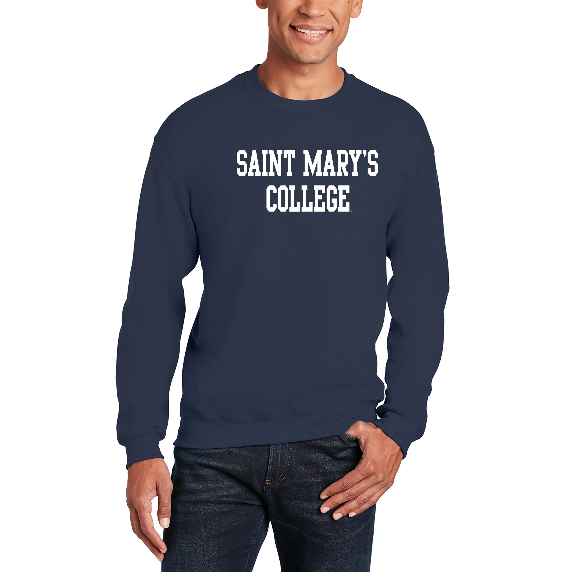 Saint Mary's College Gaels Basic Block Crewneck Sweatshirt - Navy - Image 3