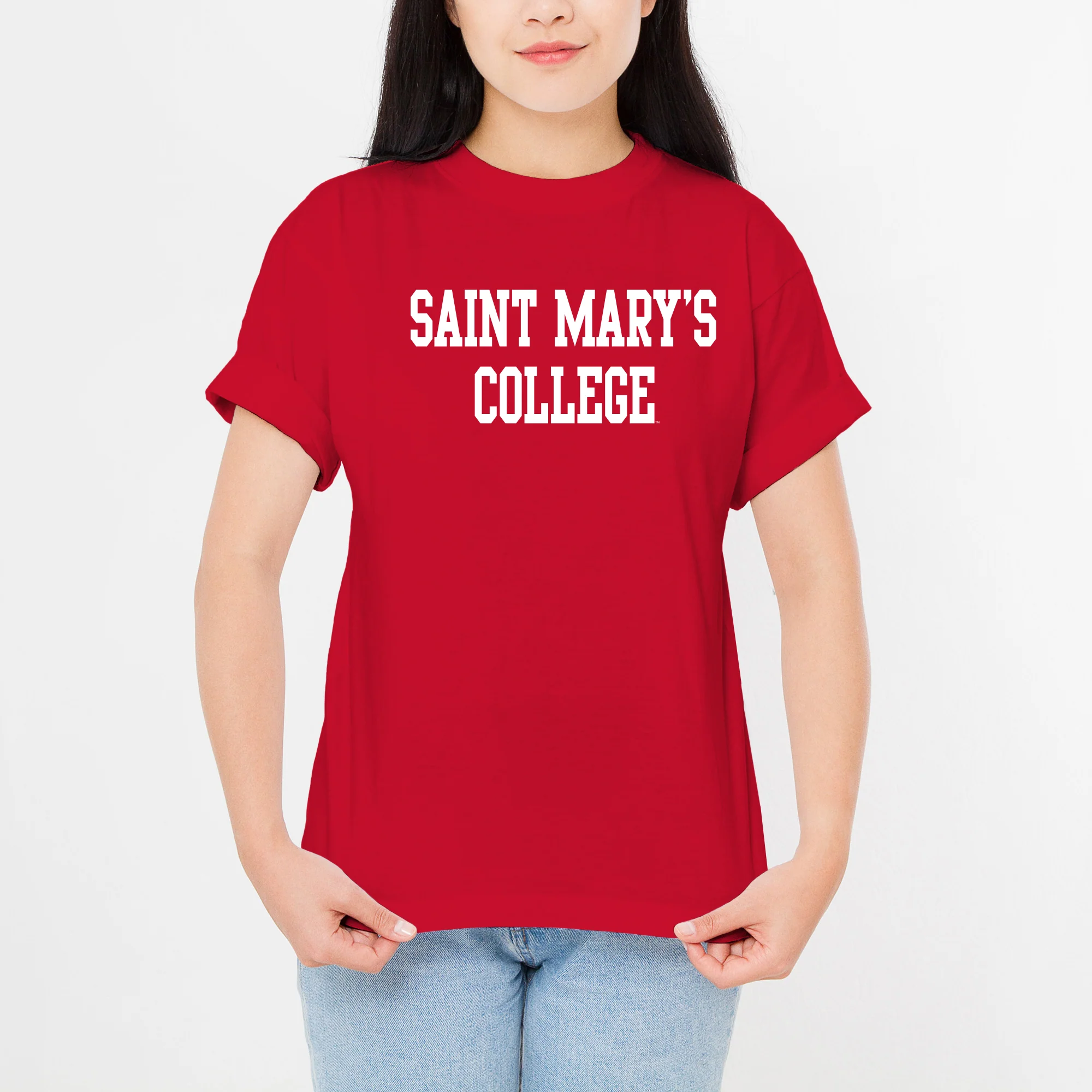 Saint Mary's College Gaels Basic Block T Shirt - Red - Image 4