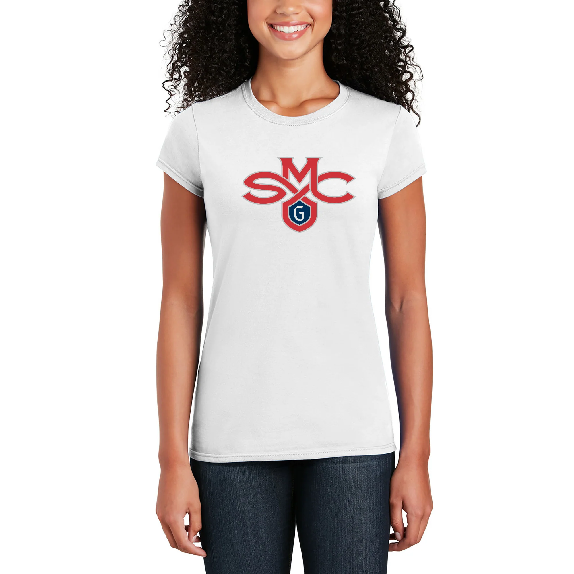 Saint Mary's College Gaels Primary Logo Womens T Shirt - White - Image 4