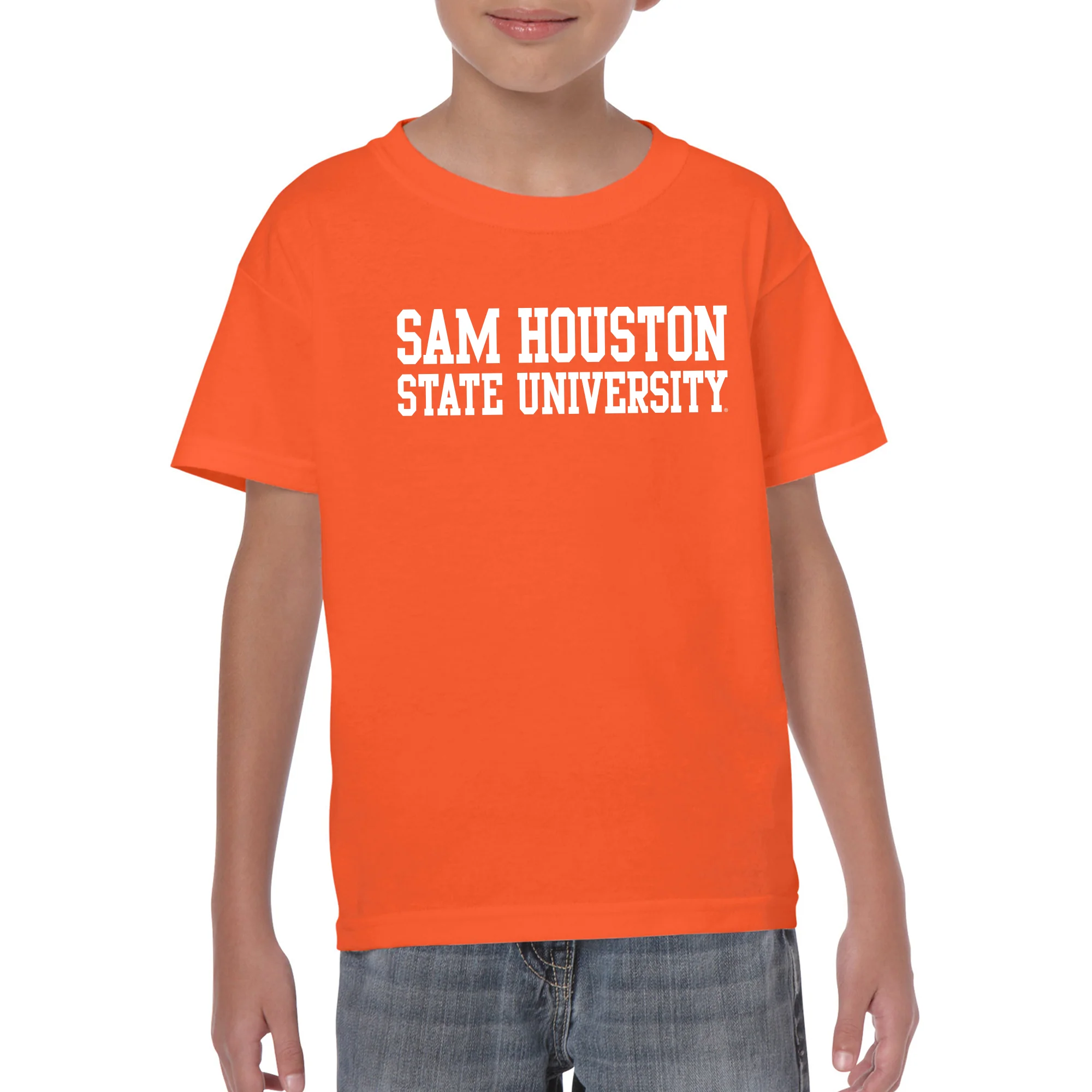 Sam Houston State University Bearkats Basic Block Short Sleeve Youth T Shirt - Orange - Image 3