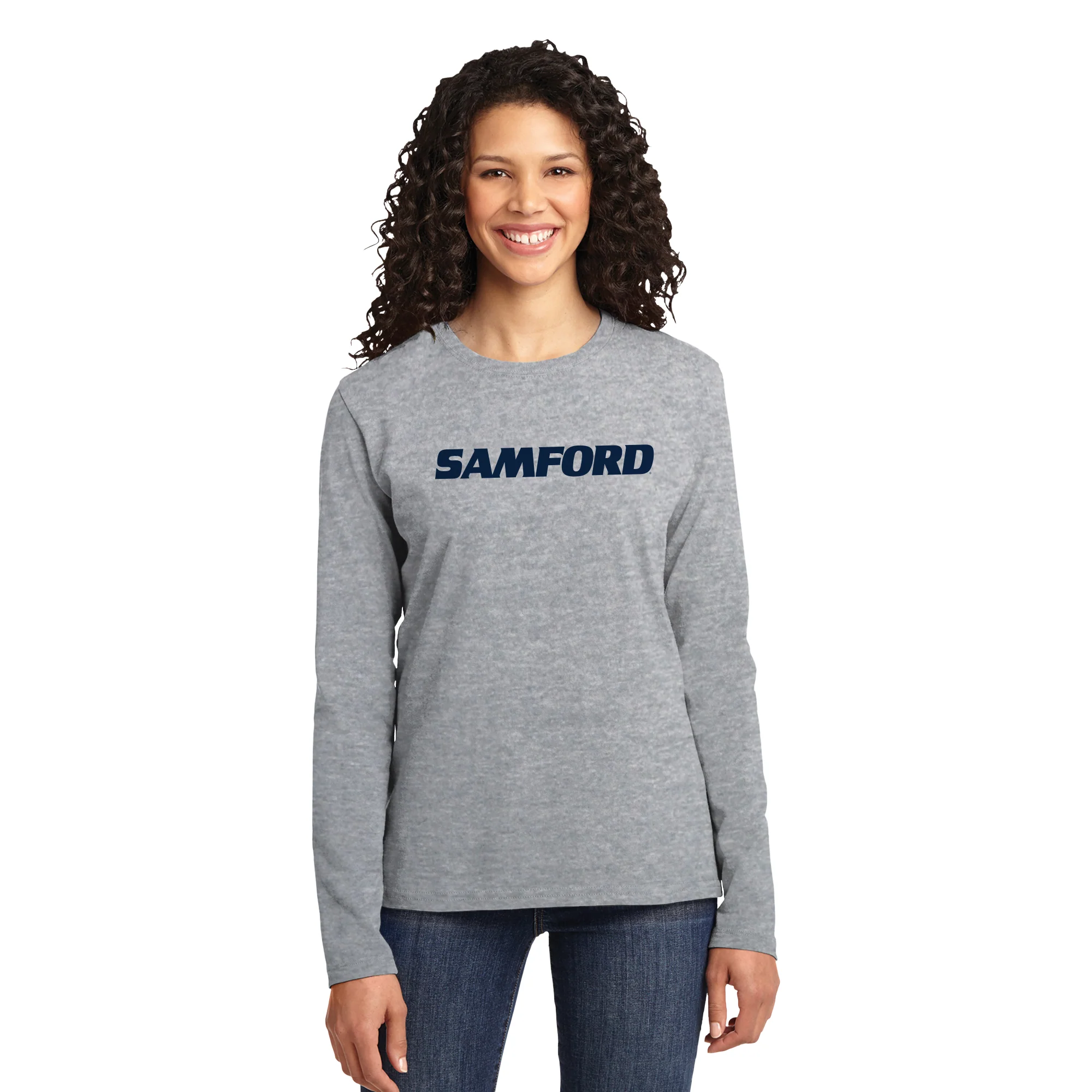 Samford Basic Block Womens Long Sleeve - Athletic Heather - Image 4