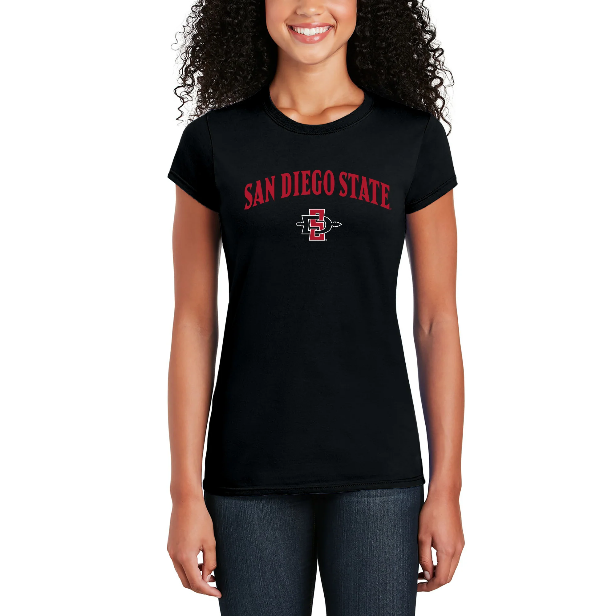 San Diego State Aztecs Arch Logo Womens T Shirt - Black - Image 4