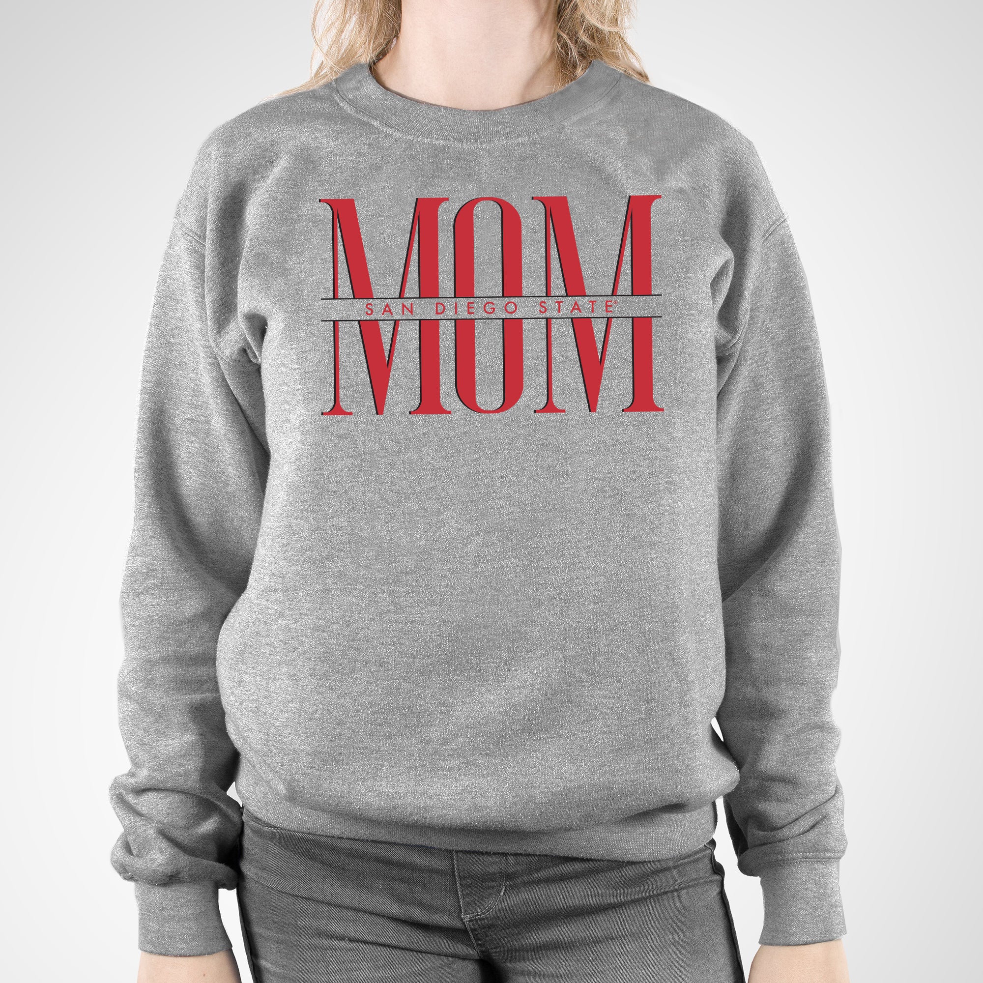 San Diego State Aztecs Classic Mom Crewneck Sweatshirt - Sport Grey - Image 4