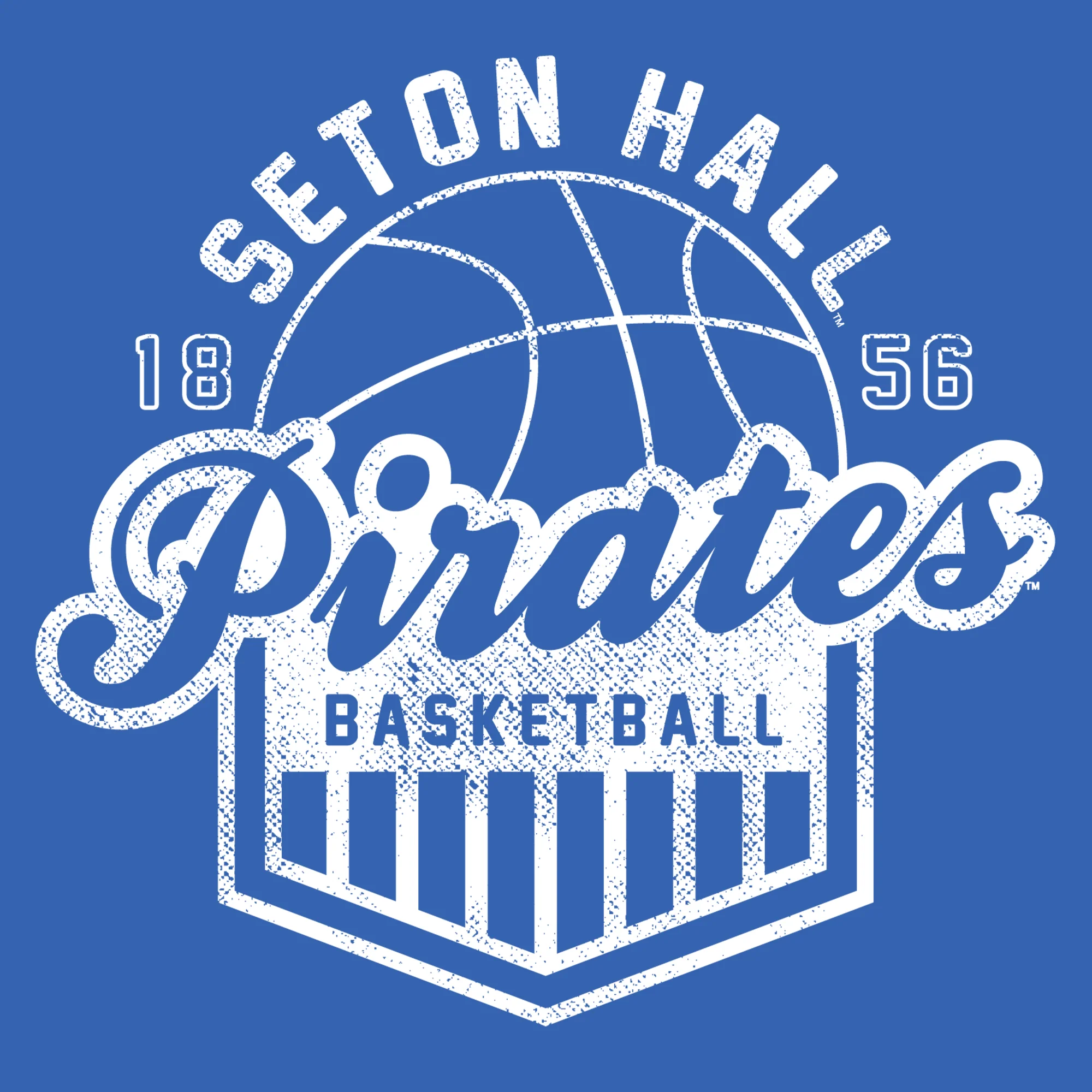 Seton Hall University Pirates Vintage Basketball Shield Short Sleeve T Shirt - Royal - Image 2